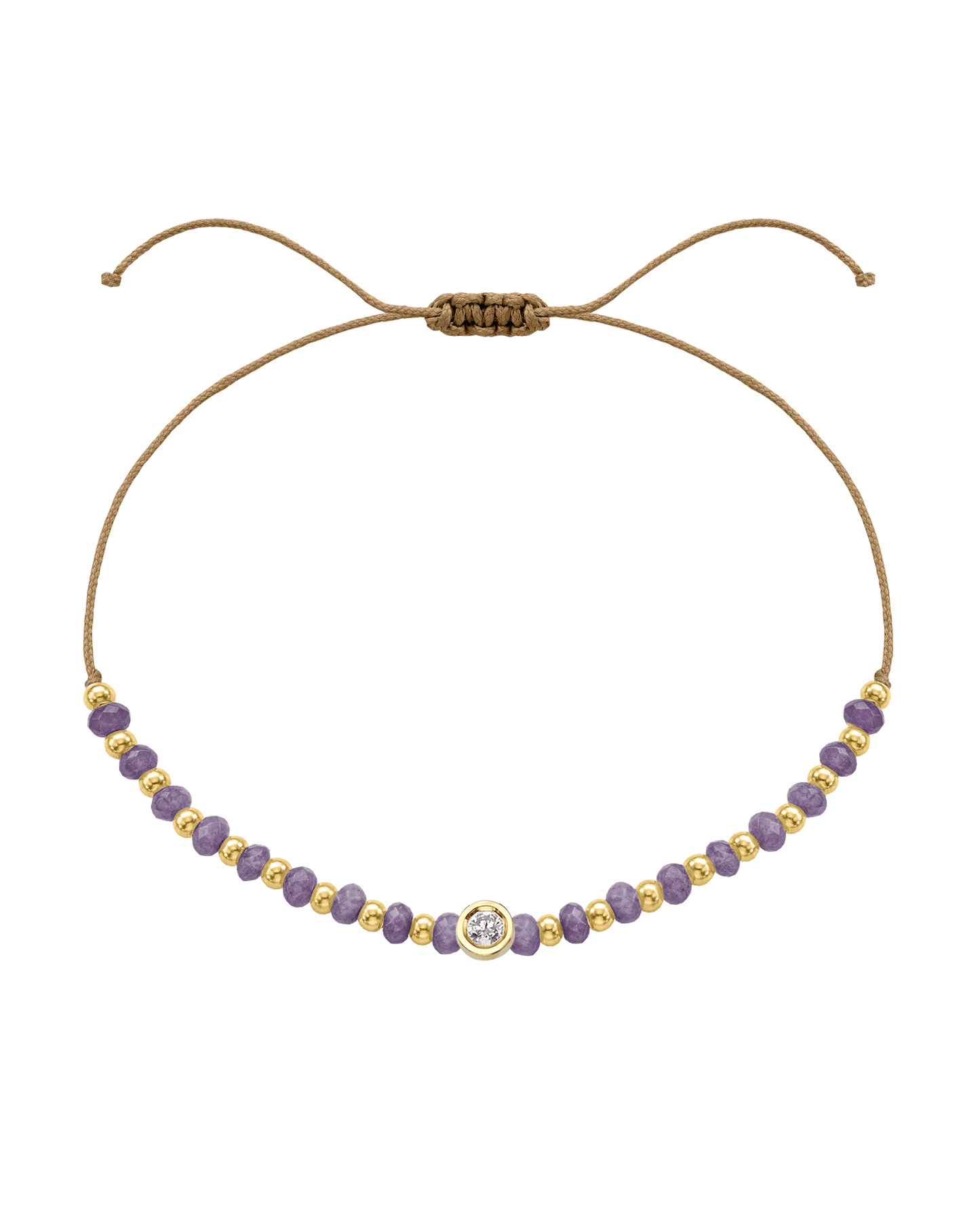 Amethyst Gemstone String of Love Bracelet for Tranquility - 14K Yellow Gold Bracelets magal-dev Camel Medium: 0.04ct 