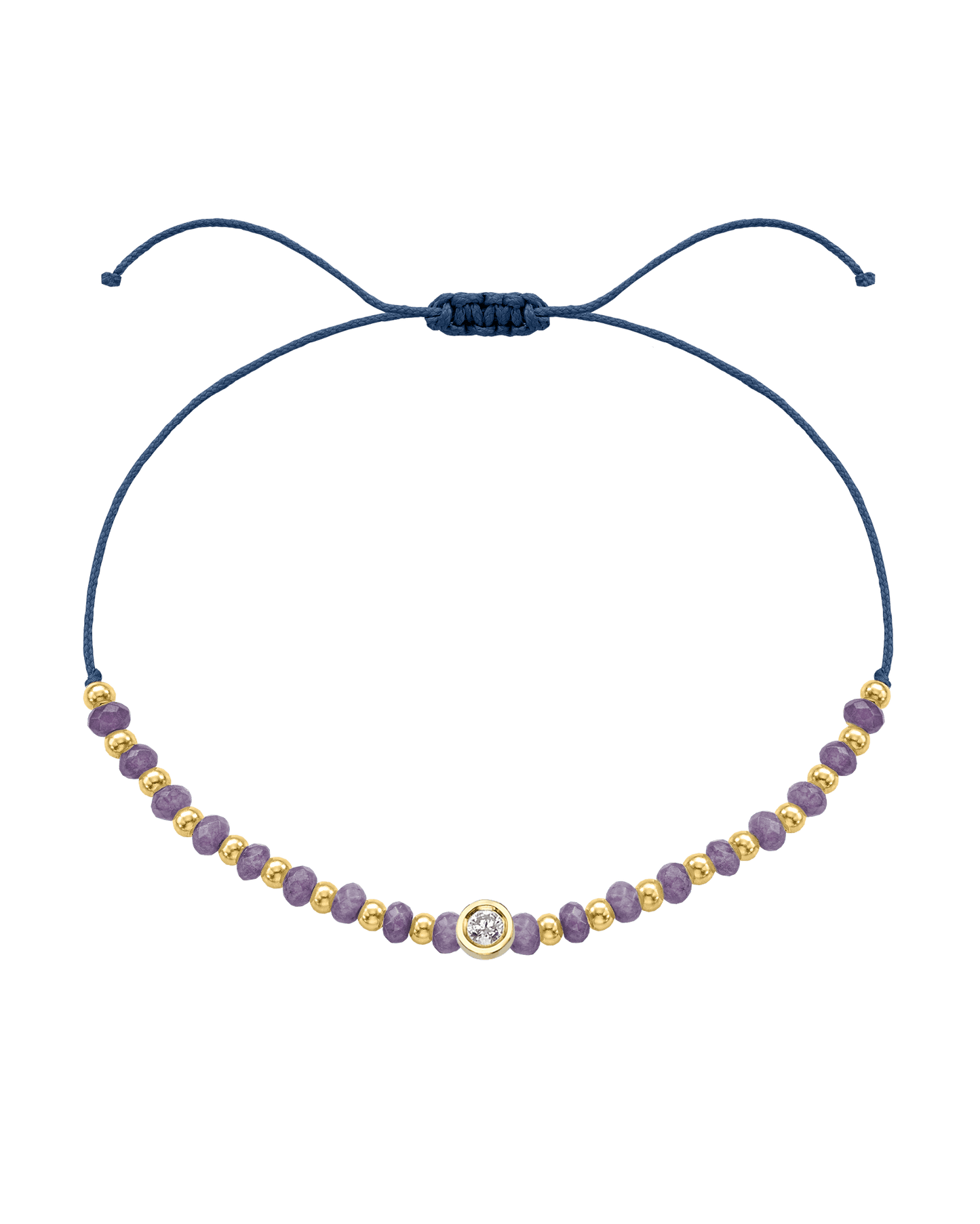 Amethyst Gemstone String of Love Bracelet for Tranquility - 14K Yellow Gold Bracelets magal-dev Indigo Medium: 0.04ct 
