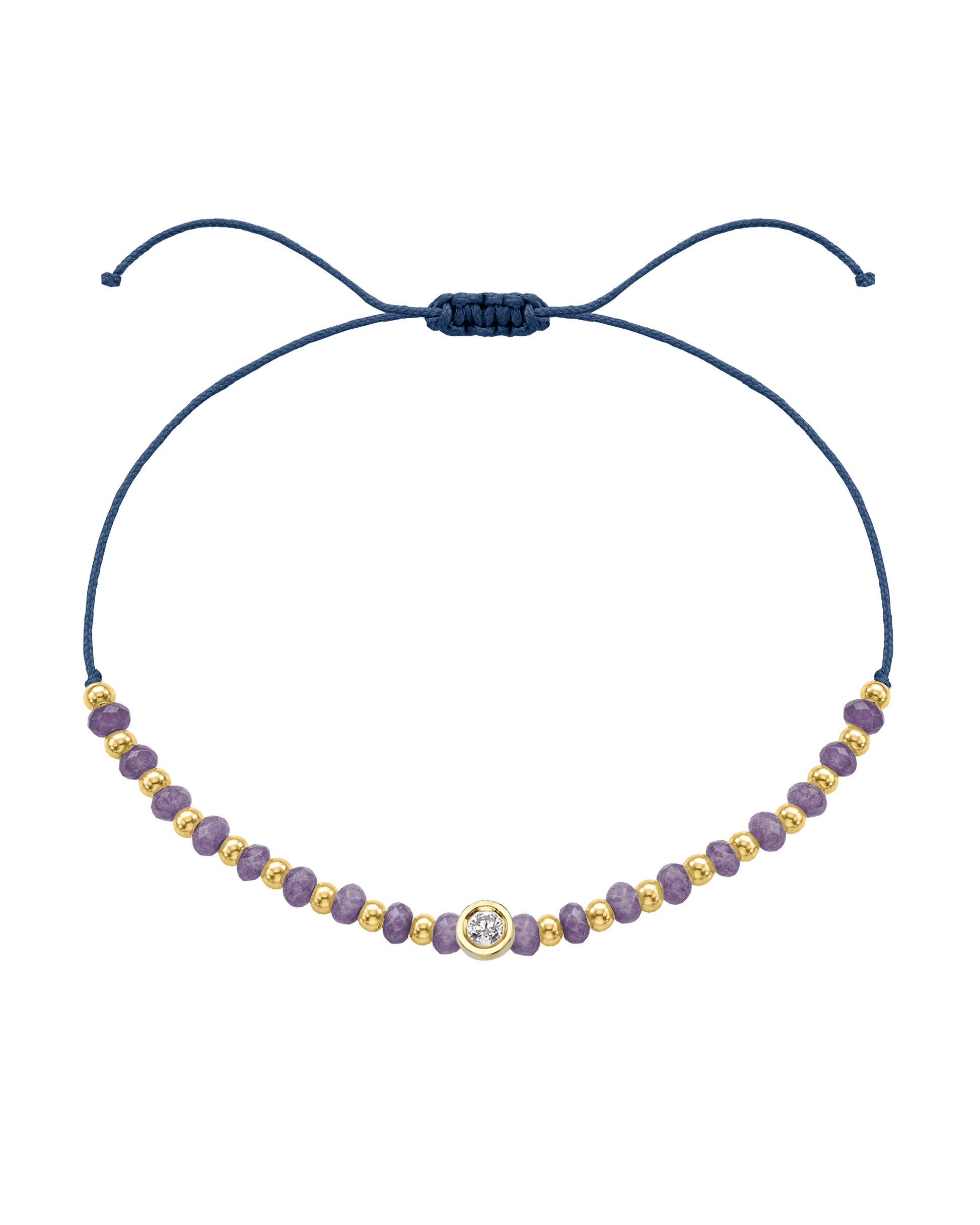 Amethyst Gemstone String of Love Bracelet for Tranquility - 14K Yellow Gold Bracelets magal-dev Indigo Medium: 0.04ct 
