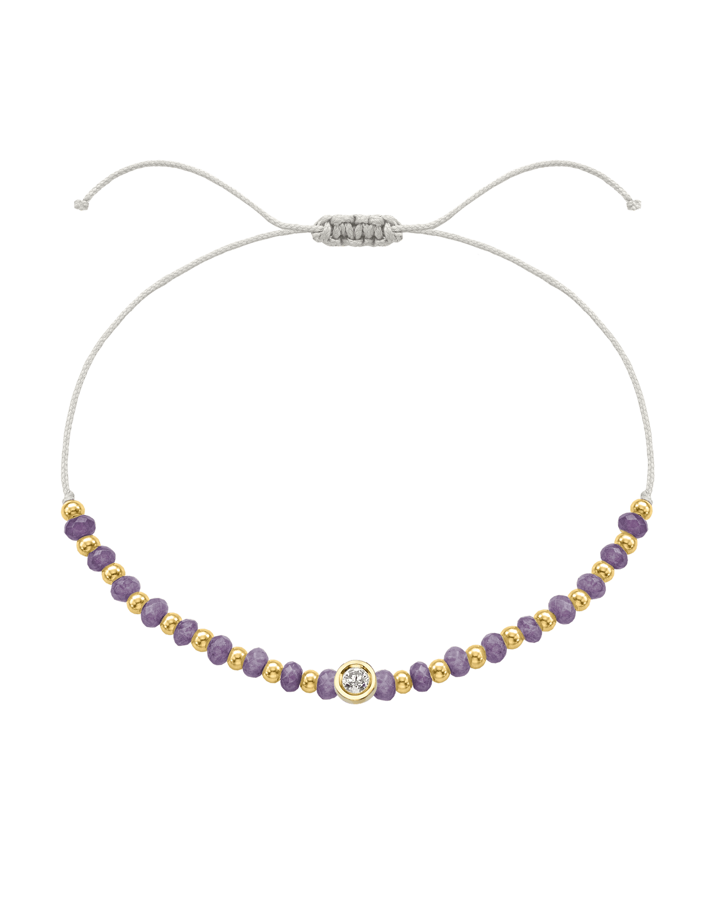 Amethyst Gemstone String of Love Bracelet for Tranquility - 14K Yellow Gold Bracelets magal-dev Pearl Medium: 0.04ct 