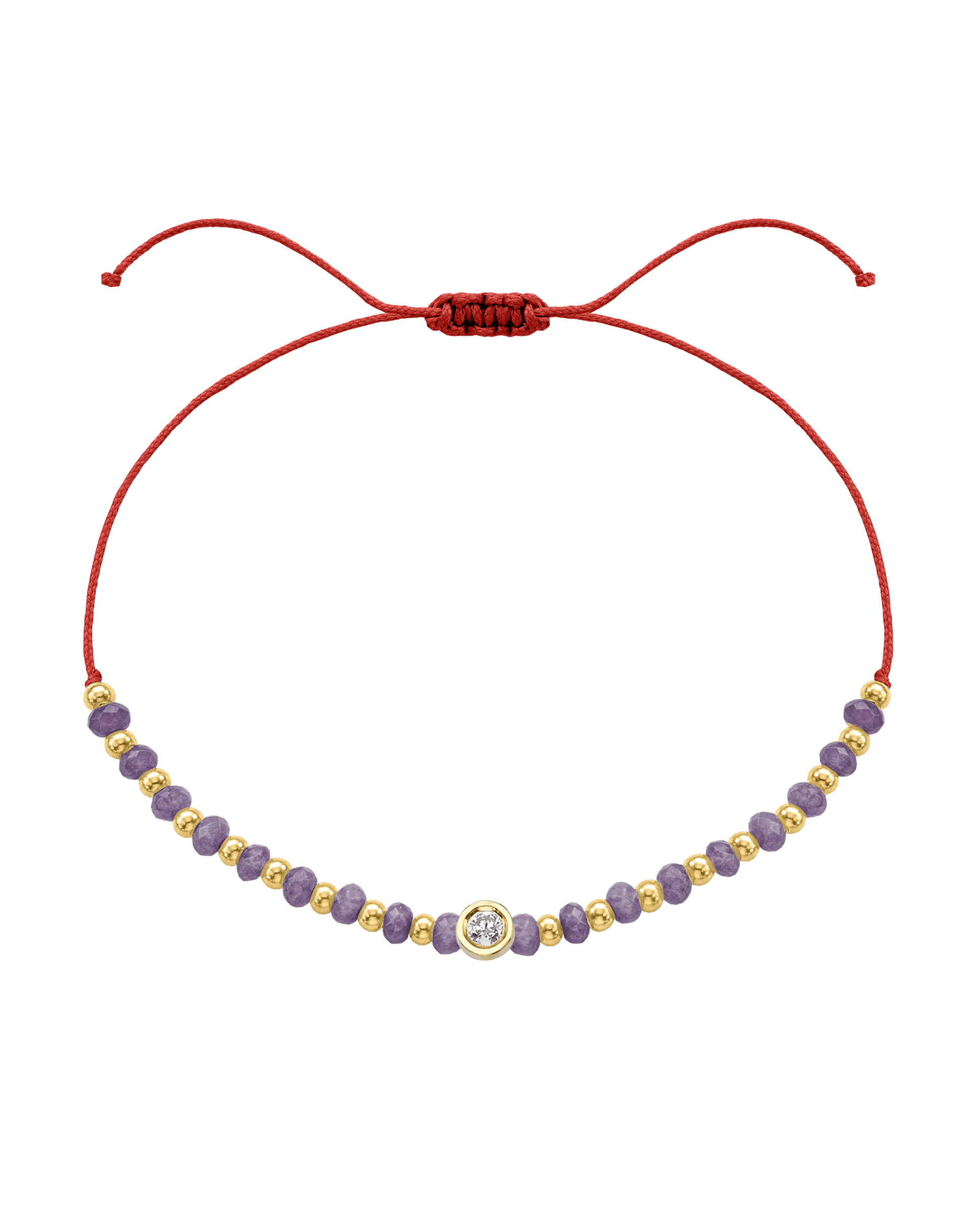 Amethyst Gemstone String of Love Bracelet for Tranquility - 14K Yellow Gold Bracelets magal-dev Red Medium: 0.04ct 