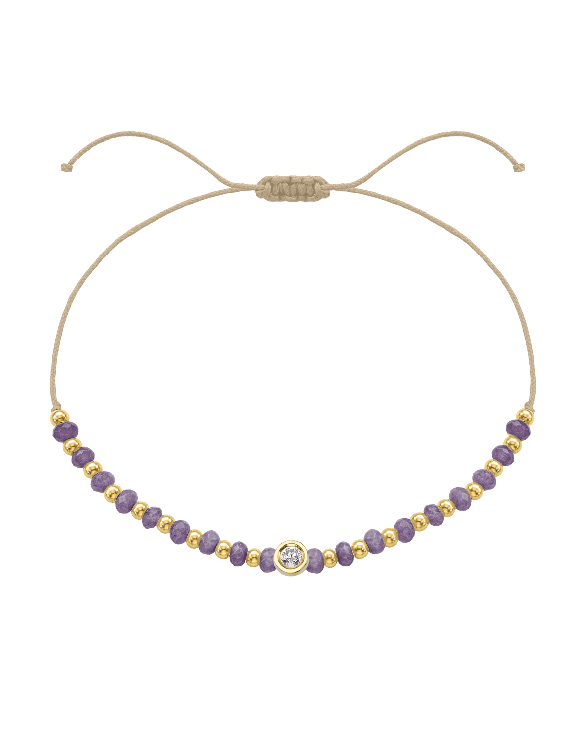 Amethyst Gemstone String of Love Bracelet for Tranquility - 14K Yellow Gold Bracelets magal-dev Beige Medium: 0.04ct 