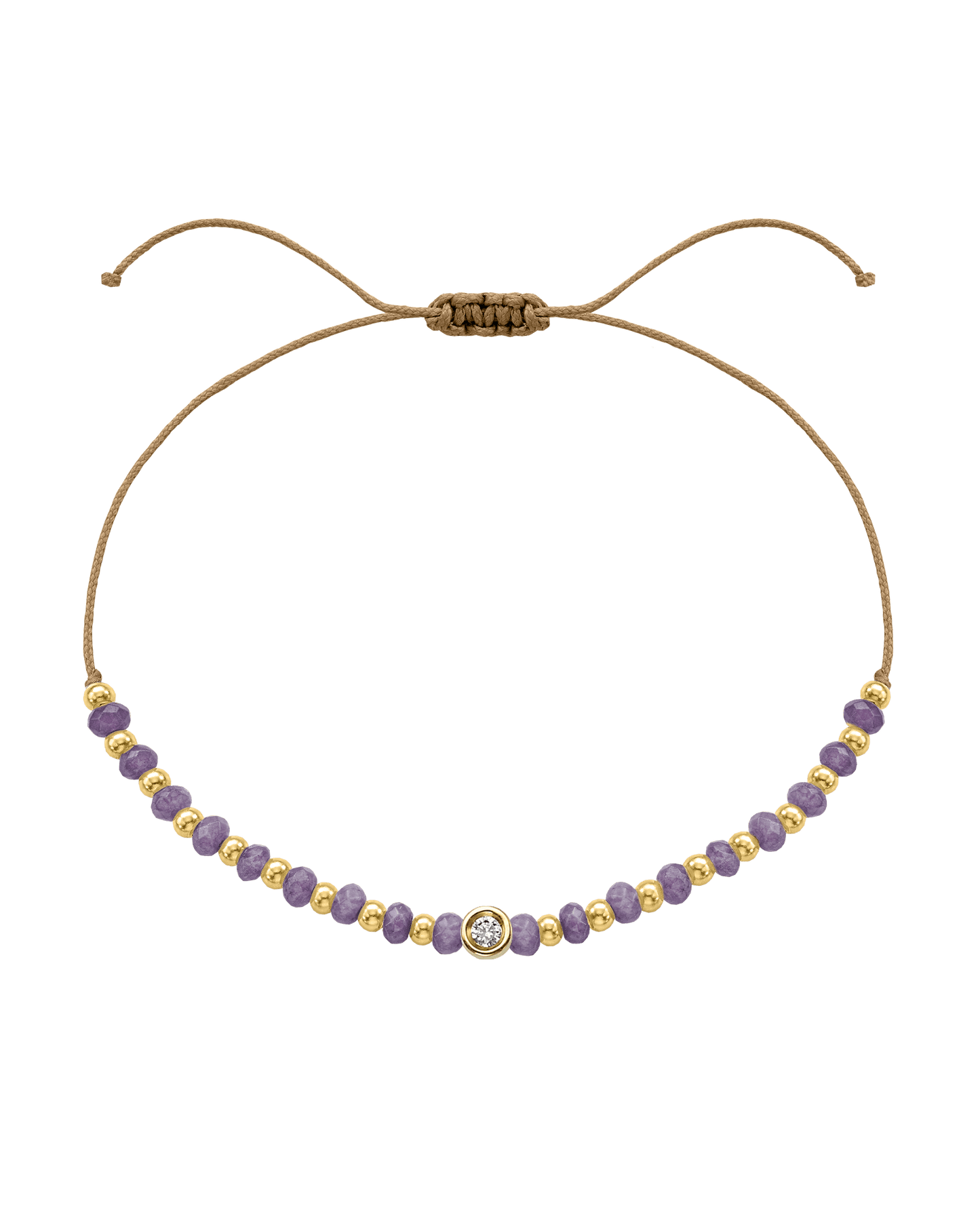 Amethyst Gemstone String of Love Bracelet for Tranquility - 14K Yellow Gold Bracelets magal-dev Camel Small: 0.03ct 