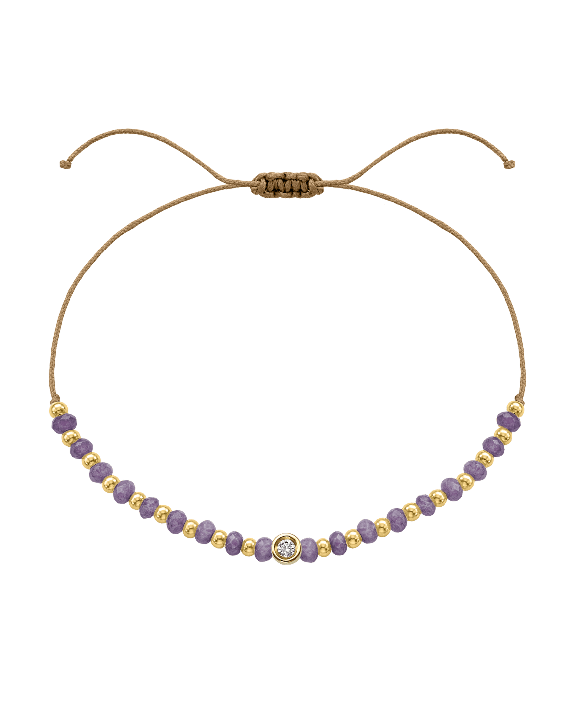 Amethyst Gemstone String of Love Bracelet for Tranquility - 14K Yellow Gold Bracelets magal-dev Camel Small: 0.03ct 