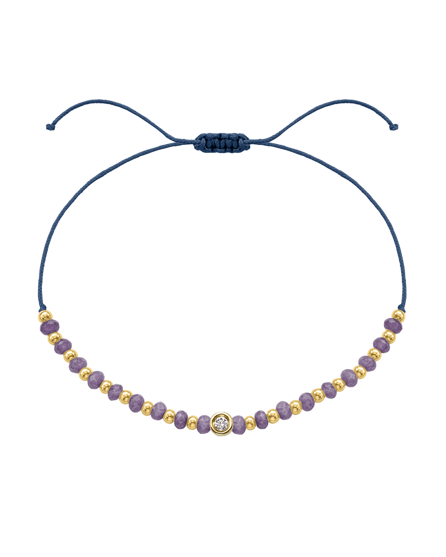 Amethyst Gemstone String of Love Bracelet for Tranquility - 14K Yellow Gold Bracelets magal-dev Indigo Small: 0.03ct 
