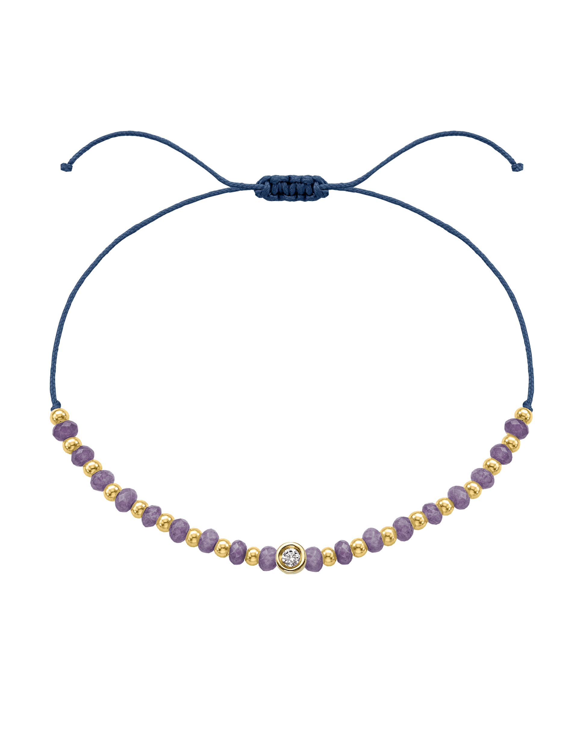 Amethyst Gemstone String of Love Bracelet for Tranquility - 14K Yellow Gold Bracelets magal-dev Indigo Small: 0.03ct 