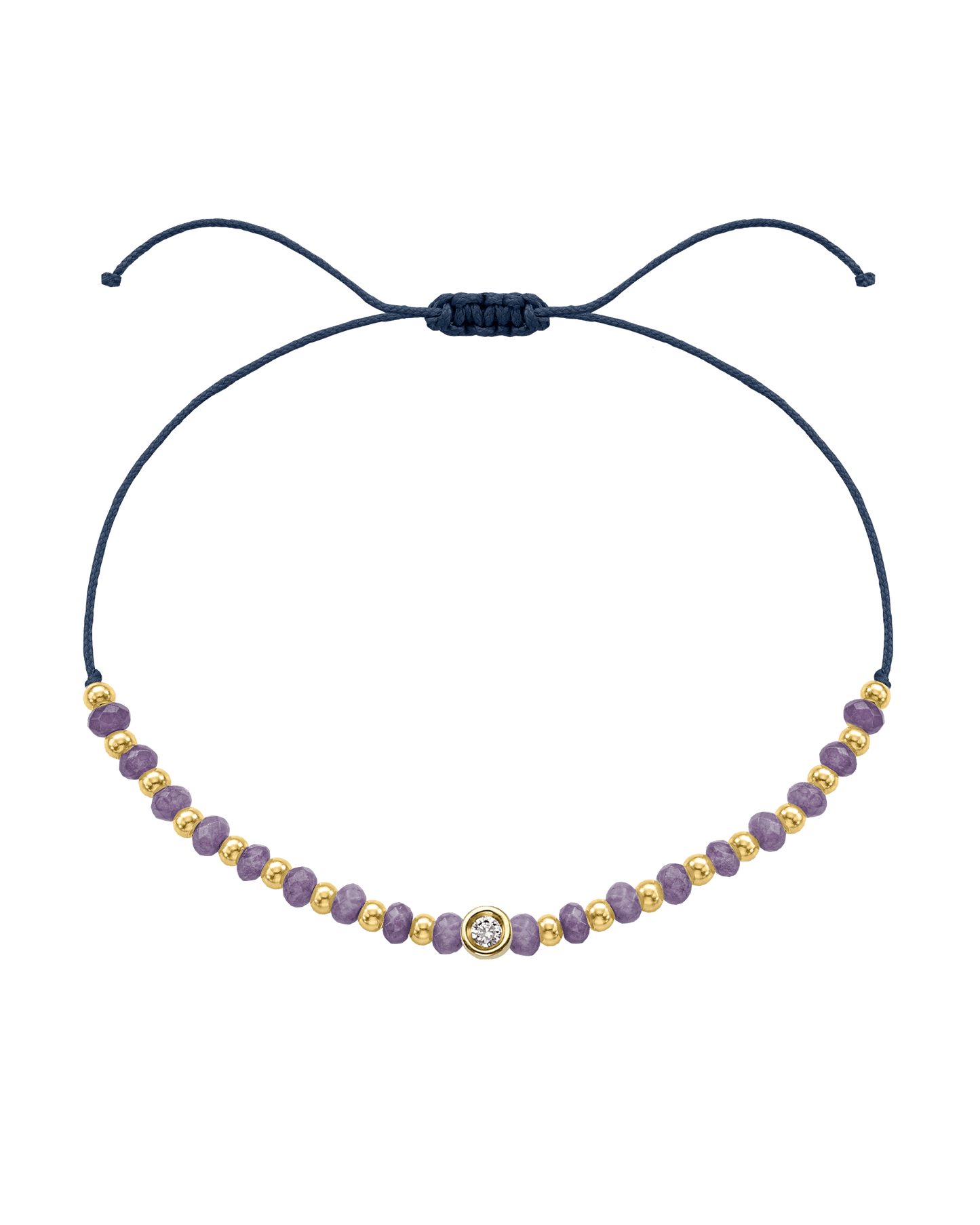 Amethyst Gemstone String of Love Bracelet for Tranquility - 14K Yellow Gold Bracelets magal-dev Navy Blue Small: 0.03ct 