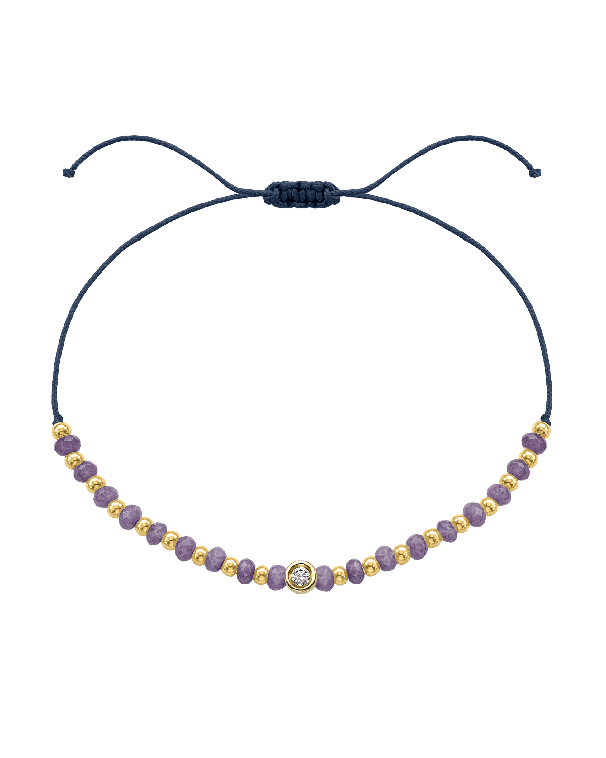 Amethyst Gemstone String of Love Bracelet for Tranquility - 14K Yellow Gold Bracelets magal-dev Navy Blue Small: 0.03ct 
