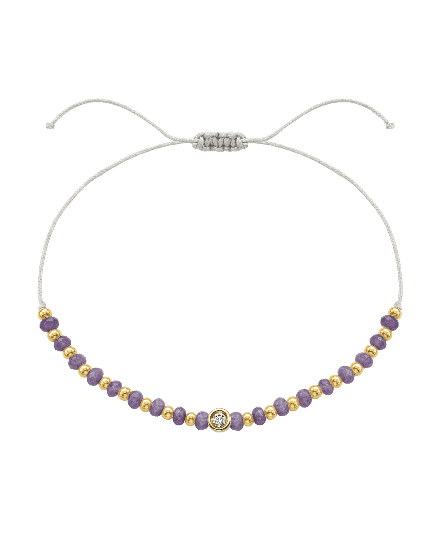Amethyst Gemstone String of Love Bracelet for Tranquility - 14K Yellow Gold Bracelets magal-dev Pearl Small: 0.03ct 
