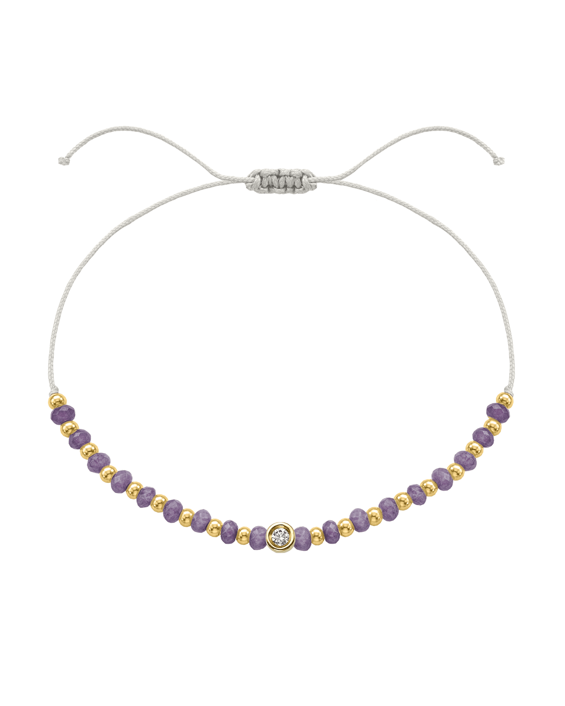 Amethyst Gemstone String of Love Bracelet for Tranquility - 14K Yellow Gold Bracelets magal-dev Pearl Small: 0.03ct 