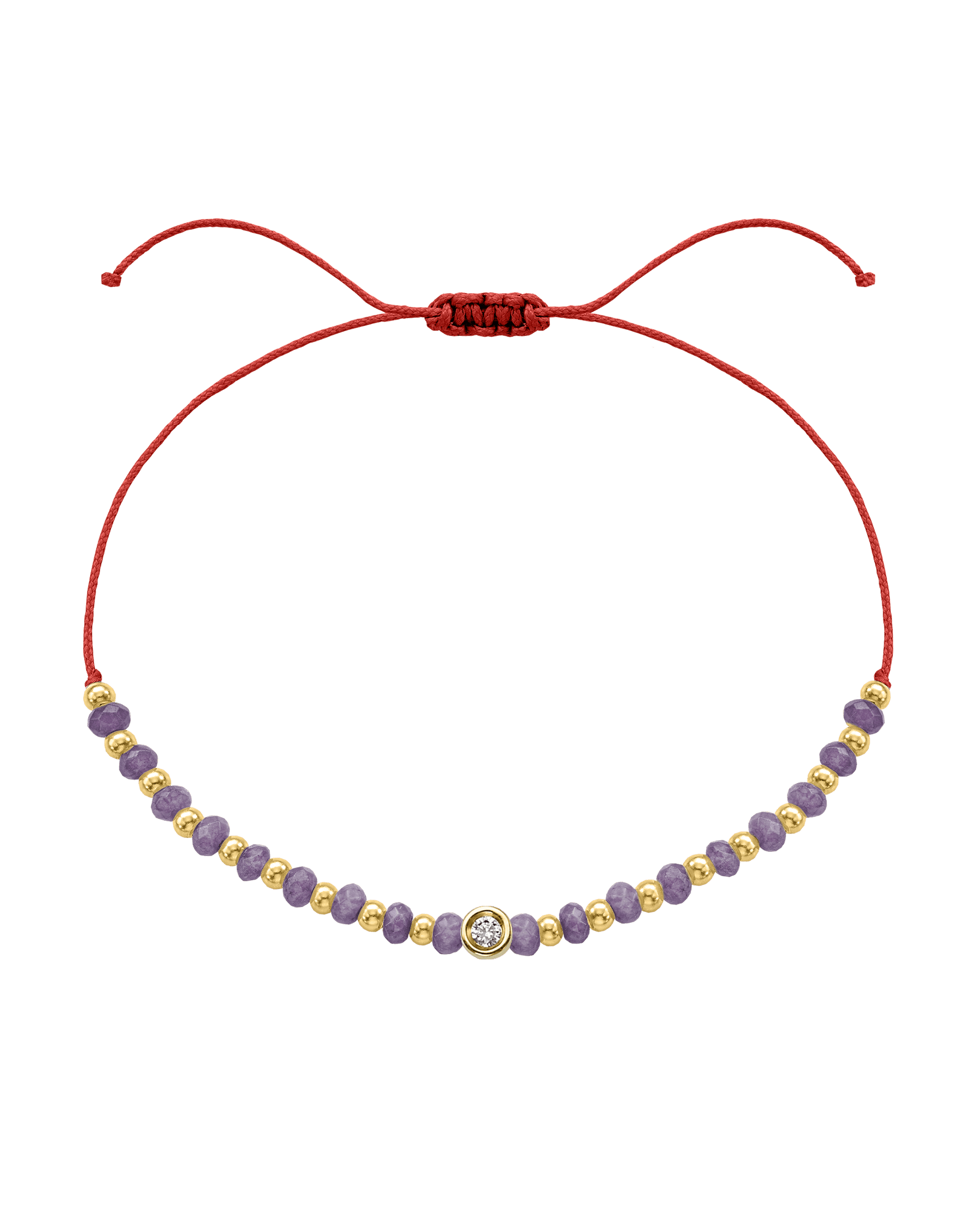 Amethyst Gemstone String of Love Bracelet for Tranquility - 14K Yellow Gold Bracelets magal-dev Red Small: 0.03ct 