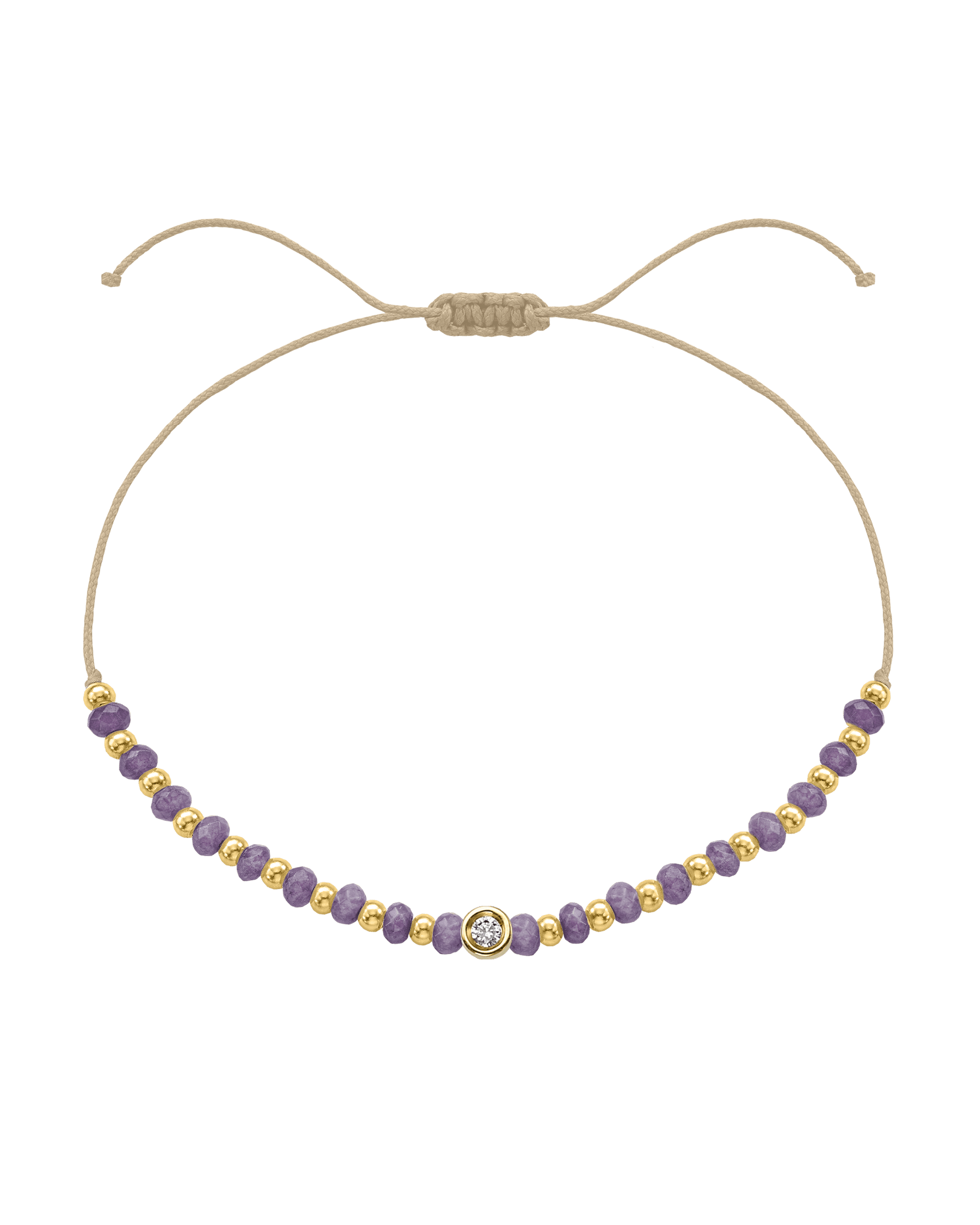Amethyst Gemstone String of Love Bracelet for Tranquility - 14K Yellow Gold Bracelets magal-dev Beige Small: 0.03ct 