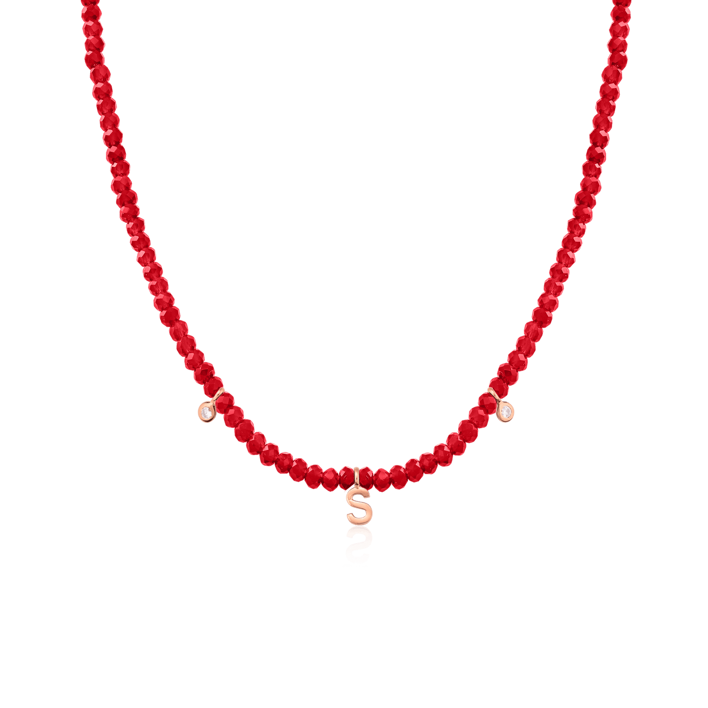 Alexis Necklace - 18K Rose Vermeil Necklaces Gold Vermeil Natural Red Jade 14" - Collar 