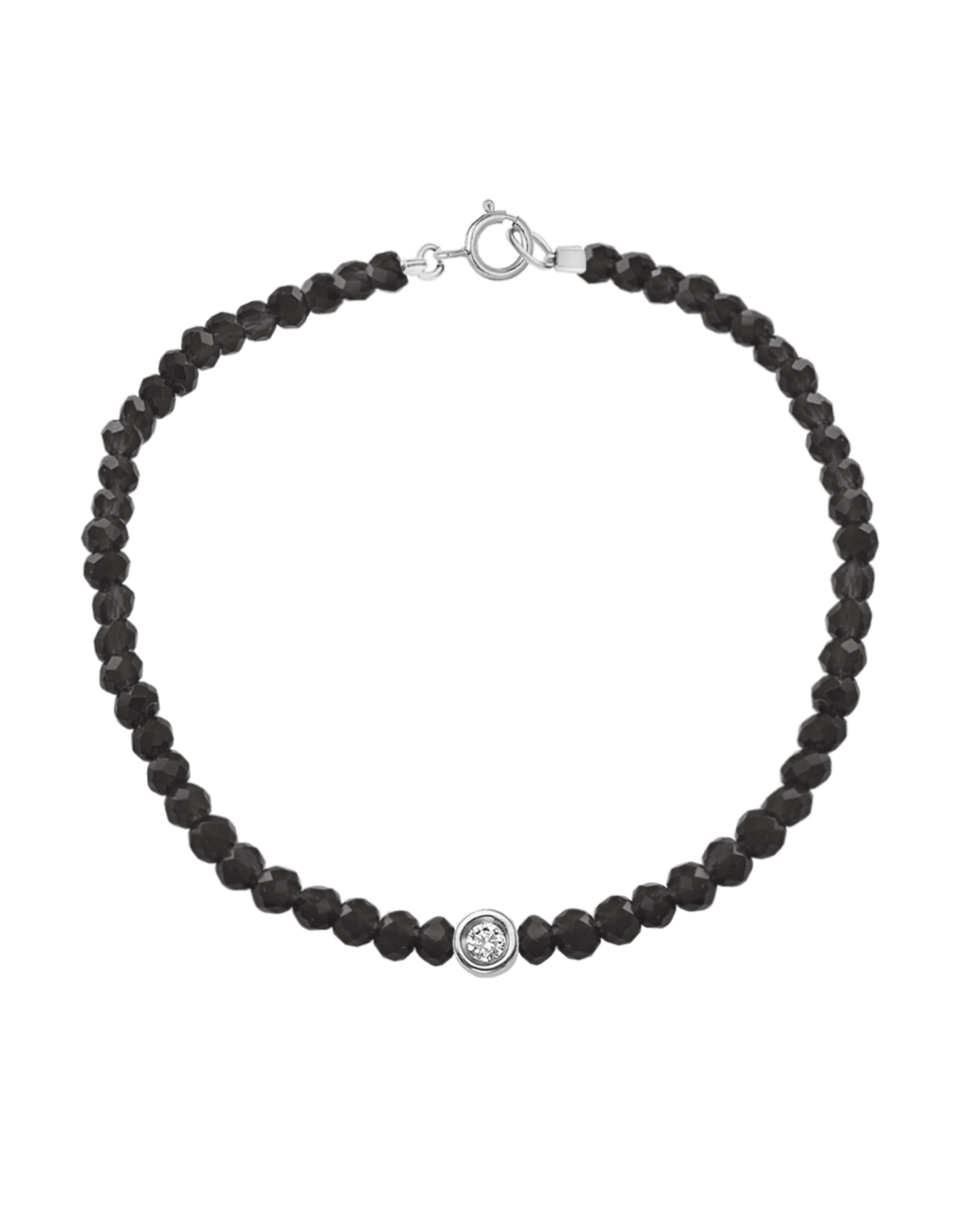 Gemstone & Diamond Bracelet - 14K White Gold Bracelets magal-dev Glass Beads Black Spinnel Small: 0.03ct 6" - S wrist