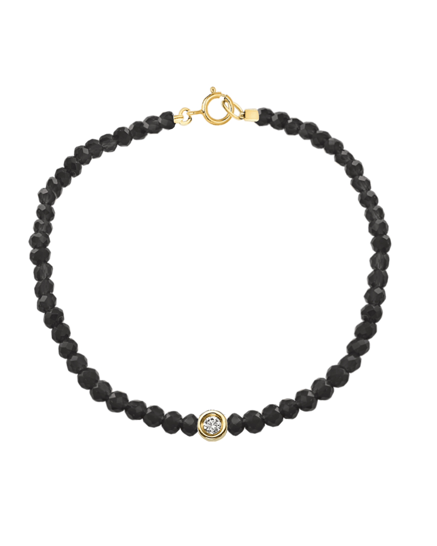 Gemstone & Diamond Bracelet - 14K Yellow Gold Bracelets magal-dev Glass Beads Black Spinnel Small: 0.03ct 6" - S wrist