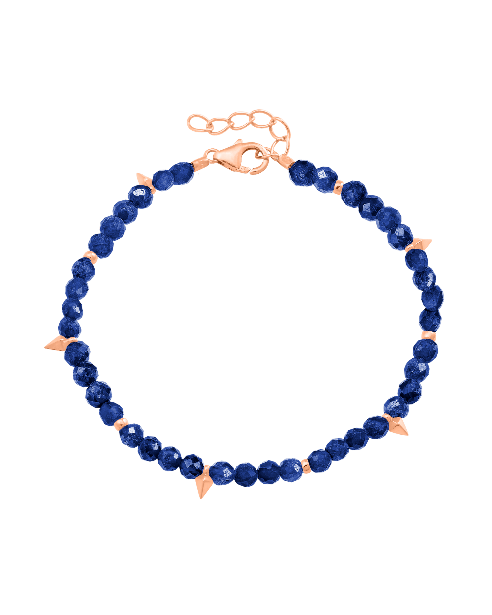 Beaded Gemstone Bracelet - 18K Rose Vermeil Bracelets magal-dev Natural Blue Lapis 6" + 1" (S-M wrist) 