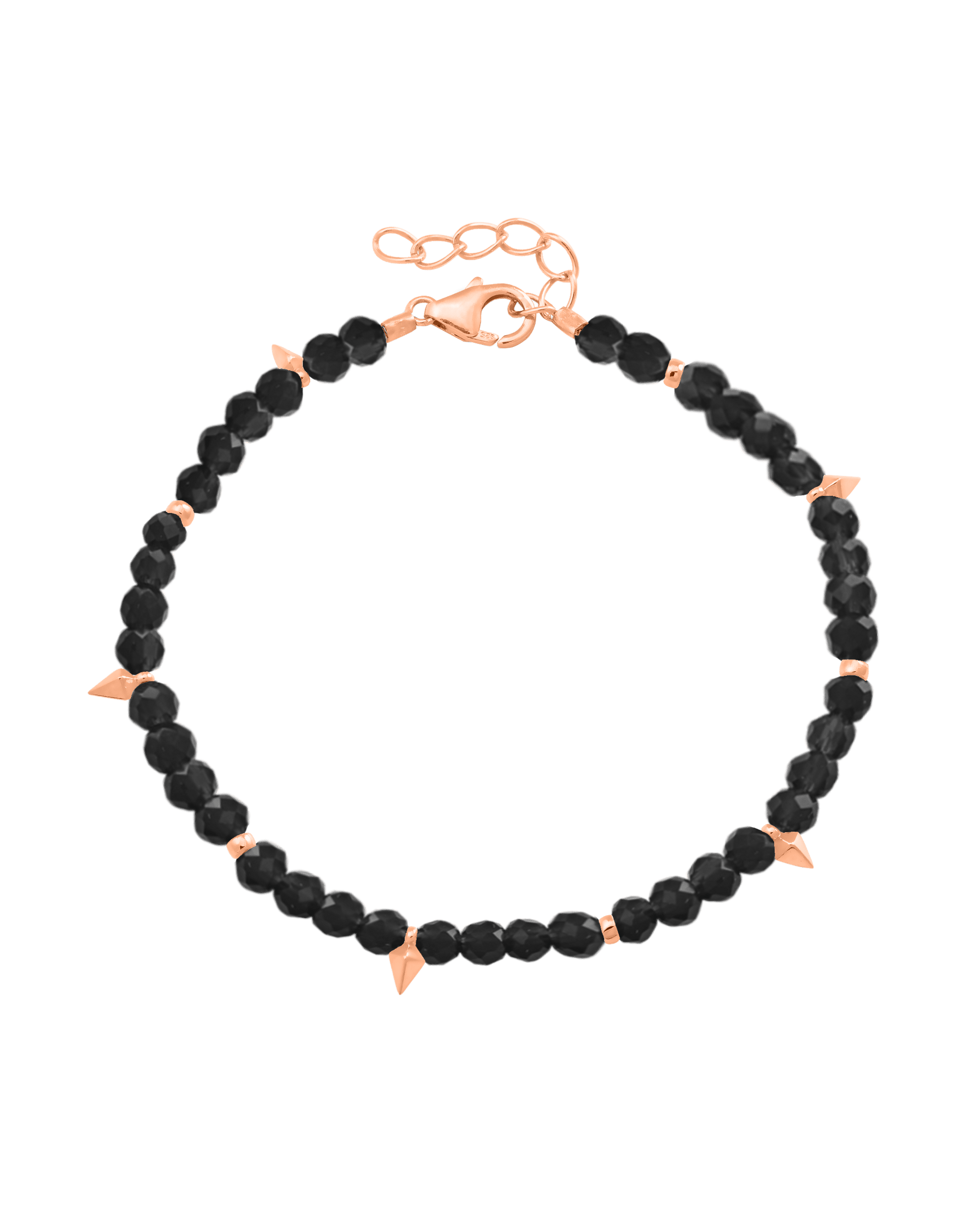 Beaded Gemstone Bracelet - 18K Rose Vermeil Bracelets magal-dev Glass Beads Black Spinnel 6" + 1" (S-M wrist) 