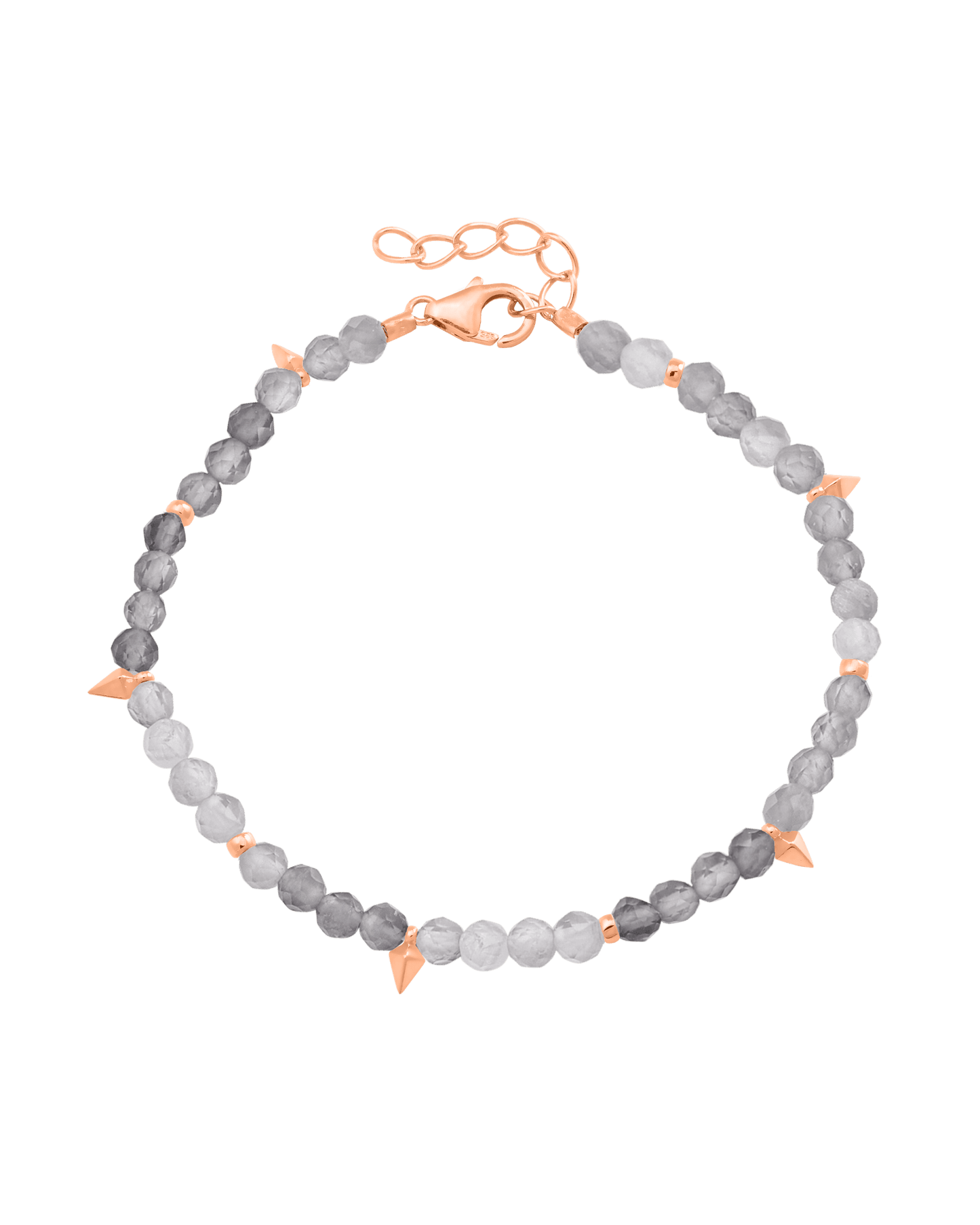 Beaded Gemstone Bracelet - 18K Rose Vermeil Bracelets magal-dev Natural Moonstone 6" + 1" (S-M wrist) 