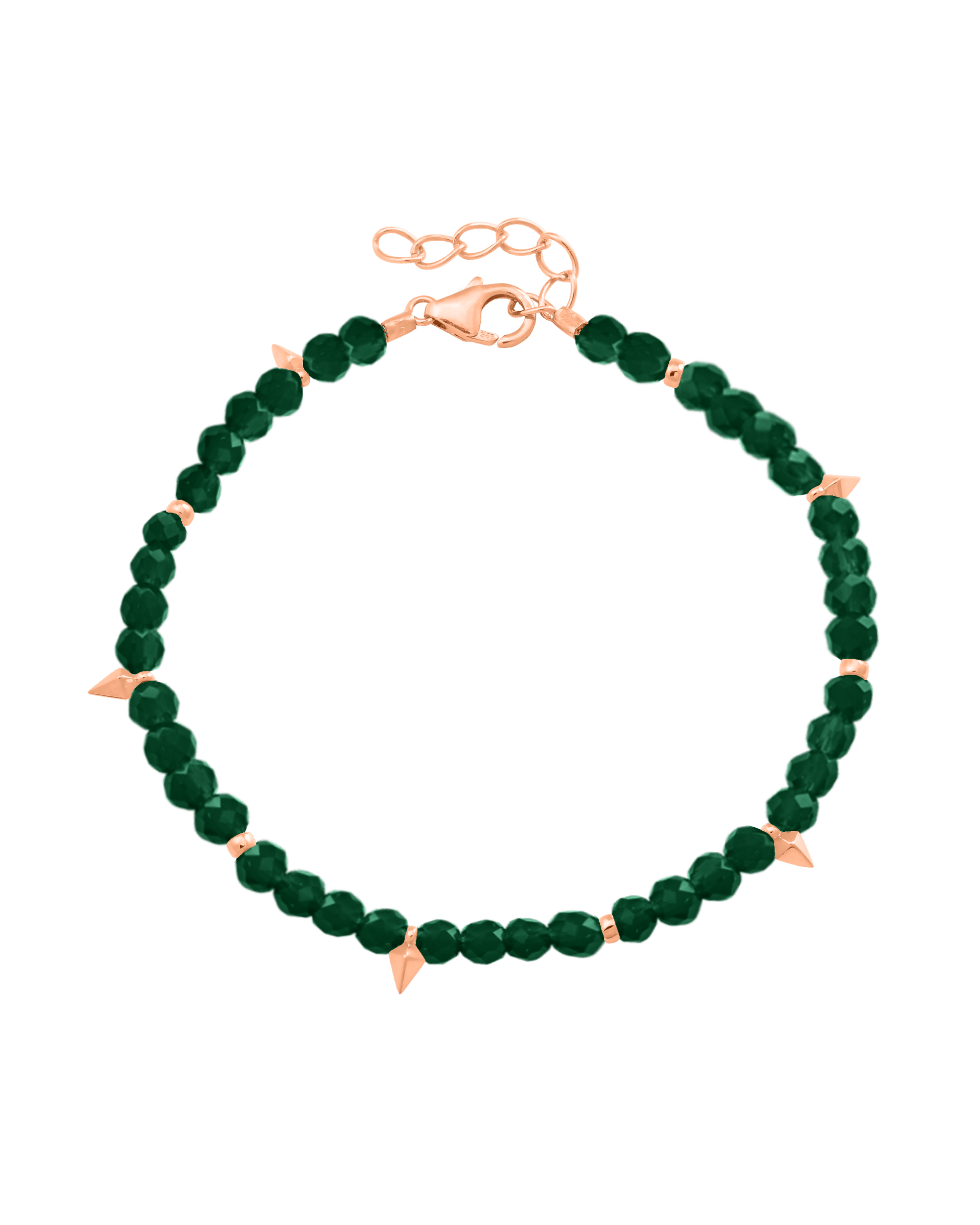 Beaded Gemstone Bracelet - 18K Rose Vermeil Bracelets magal-dev Natural Emerald 6" + 1" (S-M wrist) 