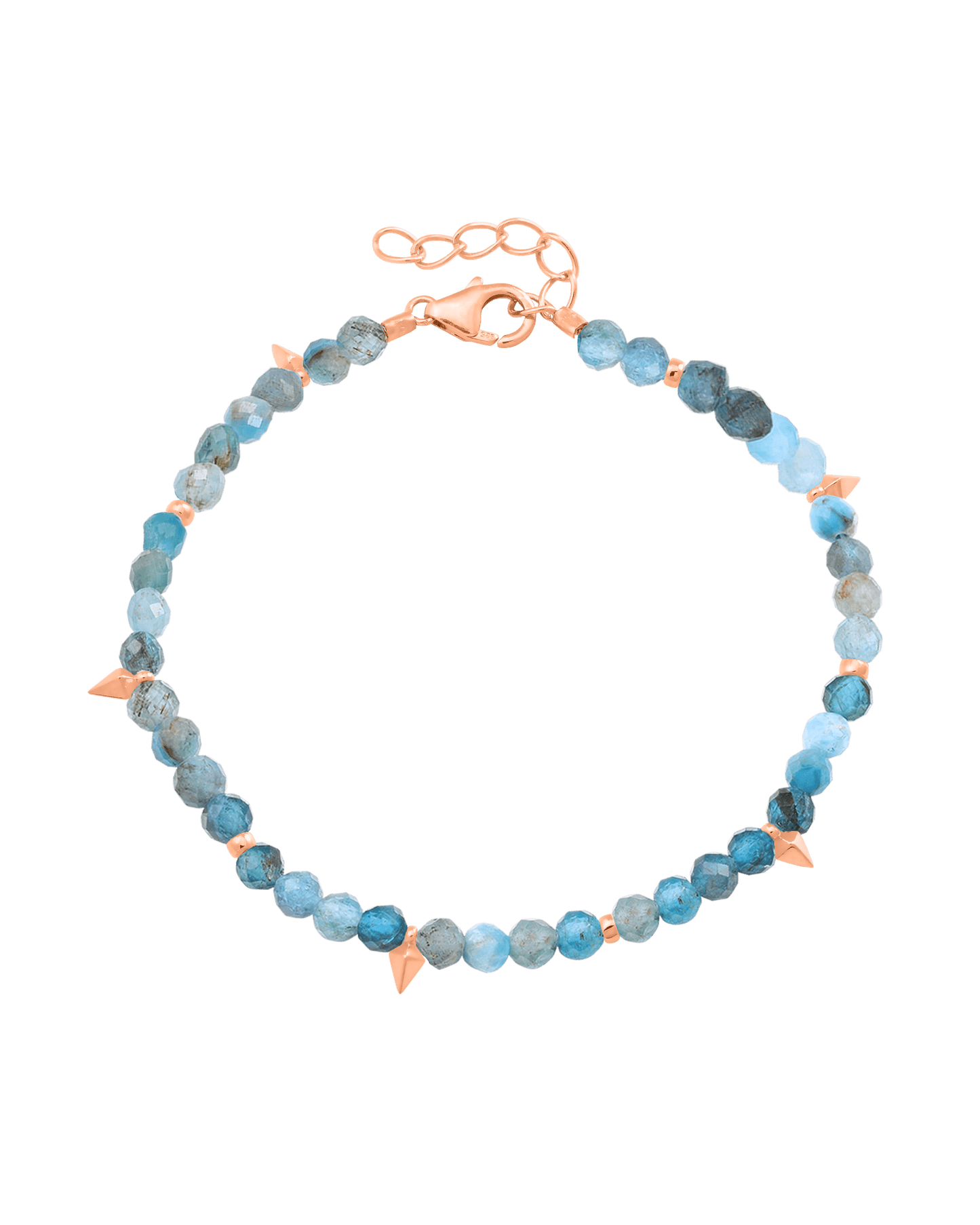Beaded Gemstone Bracelet - 18K Rose Vermeil Bracelets magal-dev Natural Turquoise 6" + 1" (S-M wrist) 