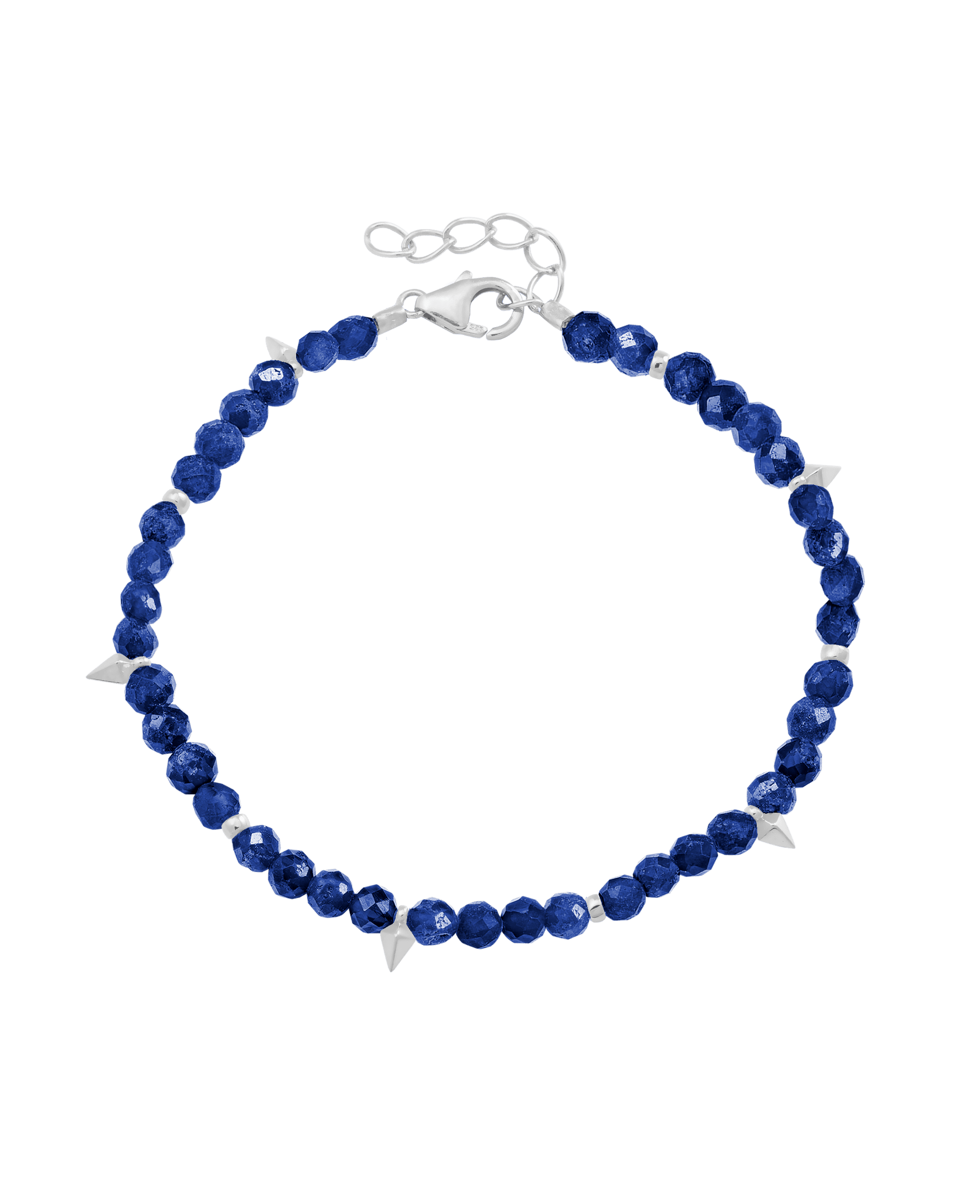 Beaded Gemstone Bracelet - 925 Sterling Silver Bracelets magal-dev Natural Blue Lapis 6" + 1" (S-M wrist) 