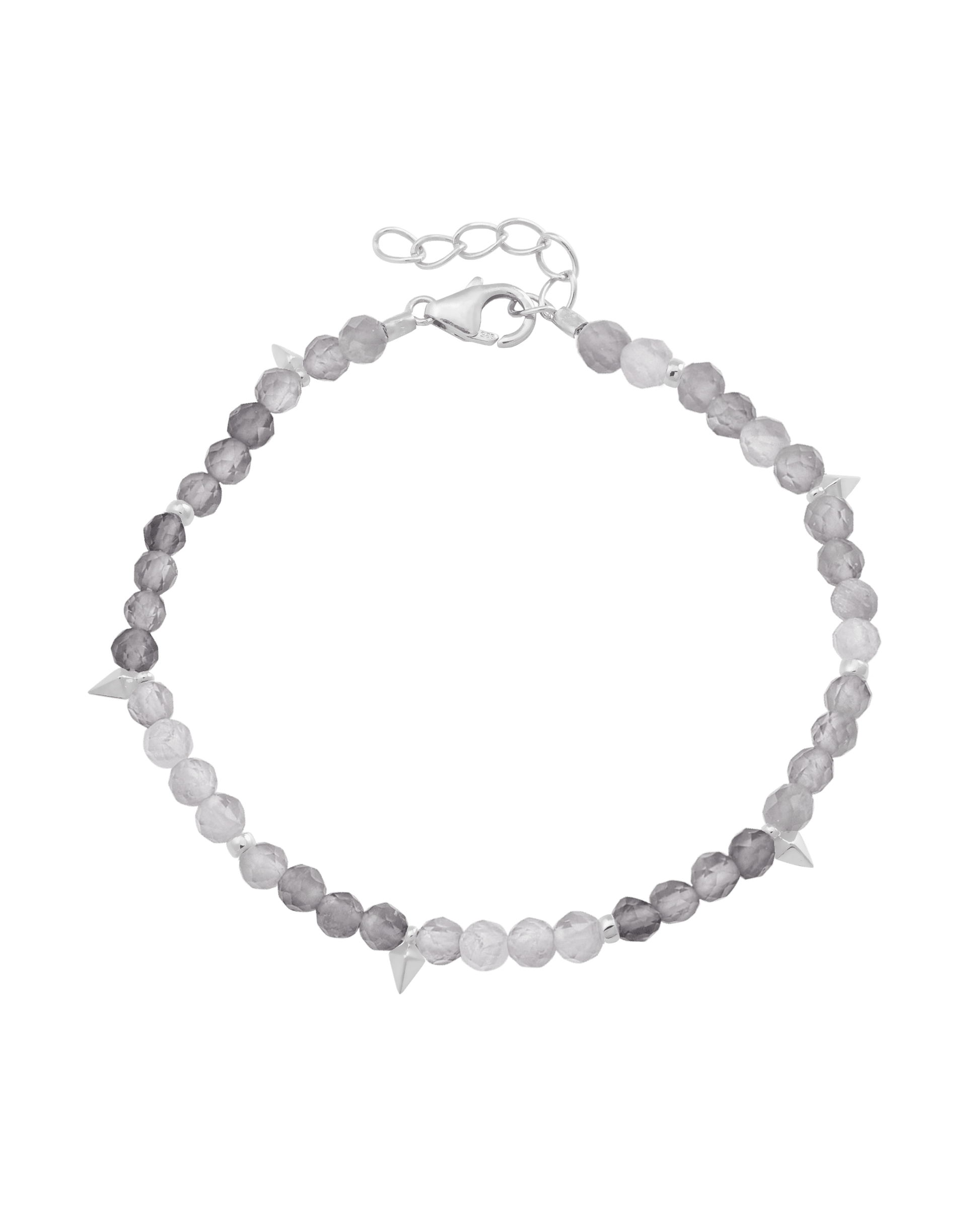 Beaded Gemstone Bracelet - 925 Sterling Silver Bracelets magal-dev Natural Moonstone 6" + 1" (S-M wrist) 