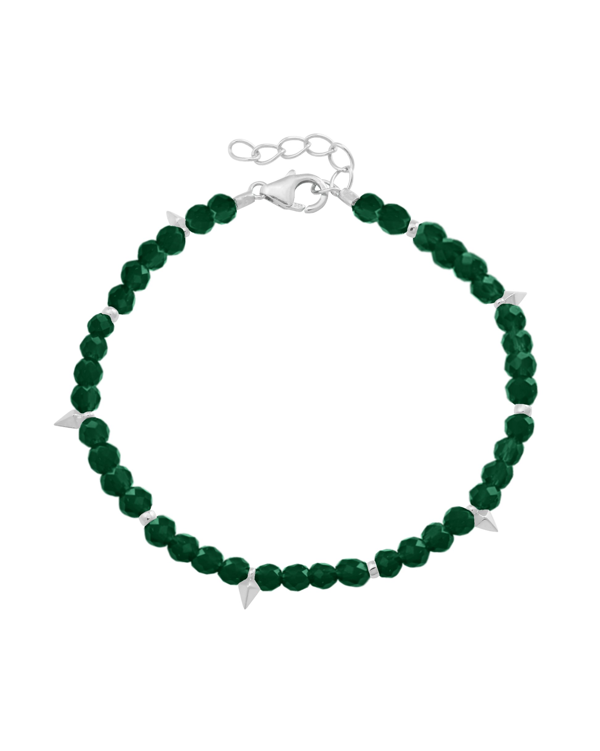 Beaded Gemstone Bracelet - 925 Sterling Silver Bracelets magal-dev Natural Emerald 6" + 1" (S-M wrist) 
