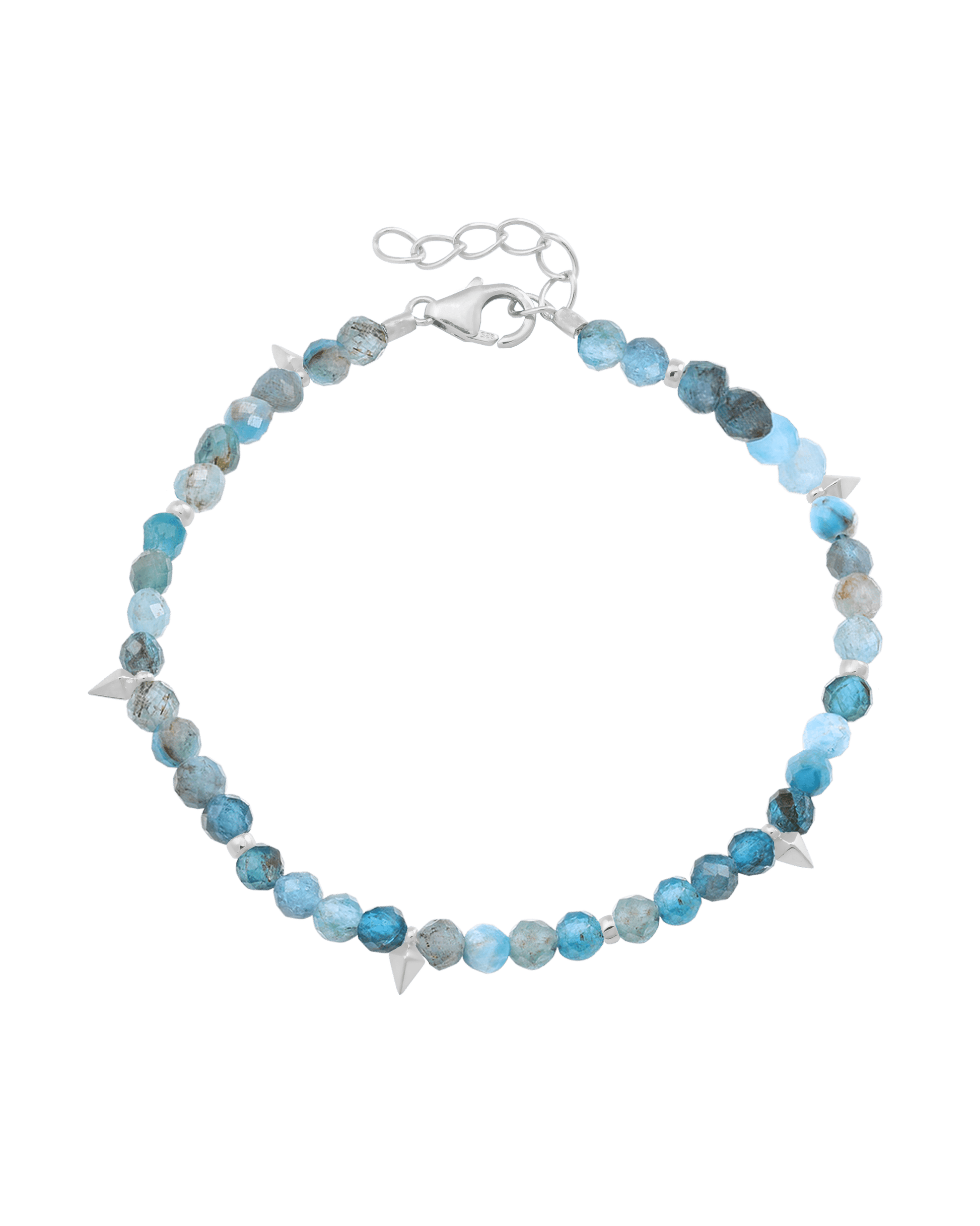 Beaded Gemstone Bracelet - 925 Sterling Silver Bracelets magal-dev Natural Turquoise 6" + 1" (S-M wrist) 