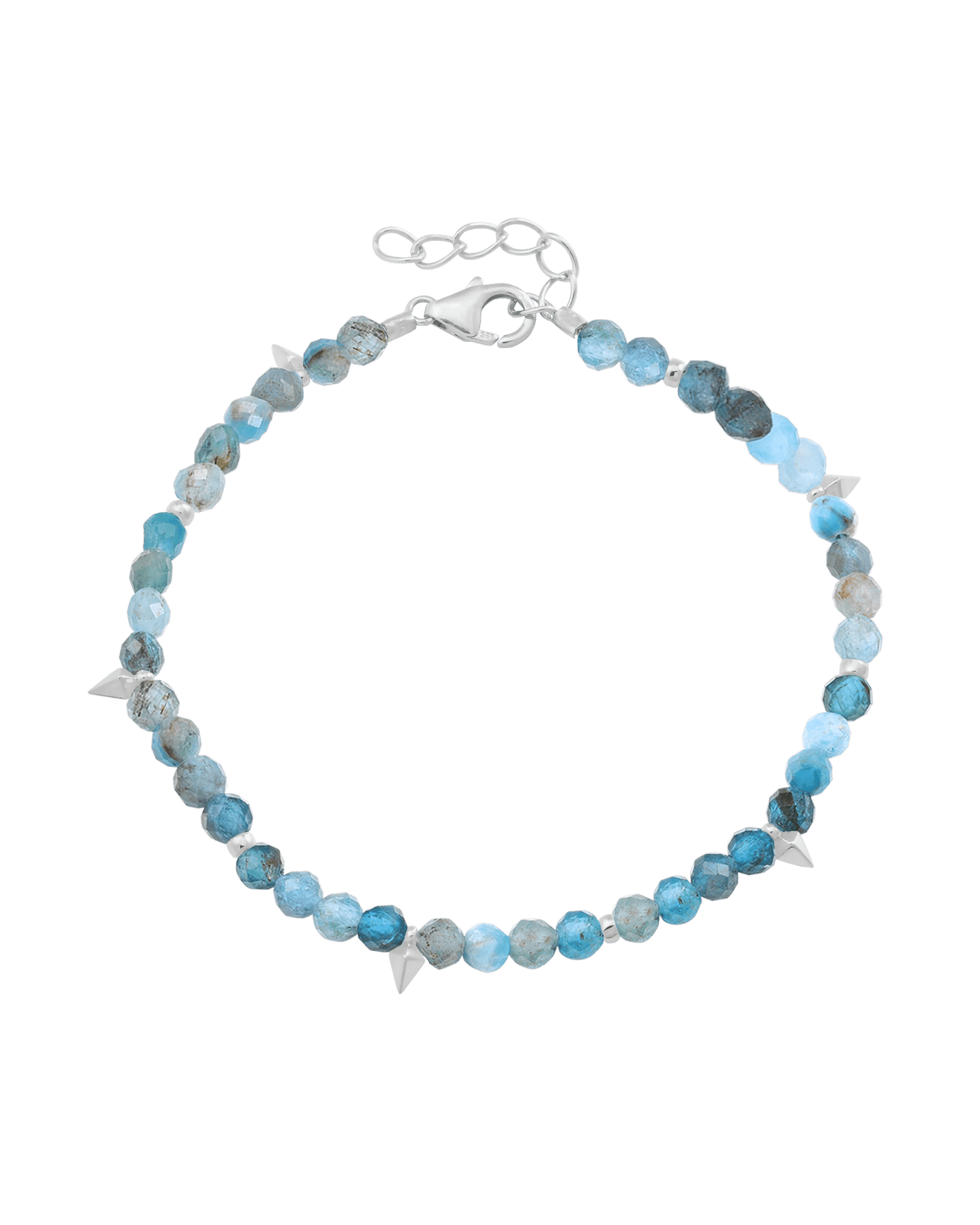 Beaded Gemstone Bracelet - 925 Sterling Silver Bracelets magal-dev Natural Turquoise 6" + 1" (S-M wrist) 