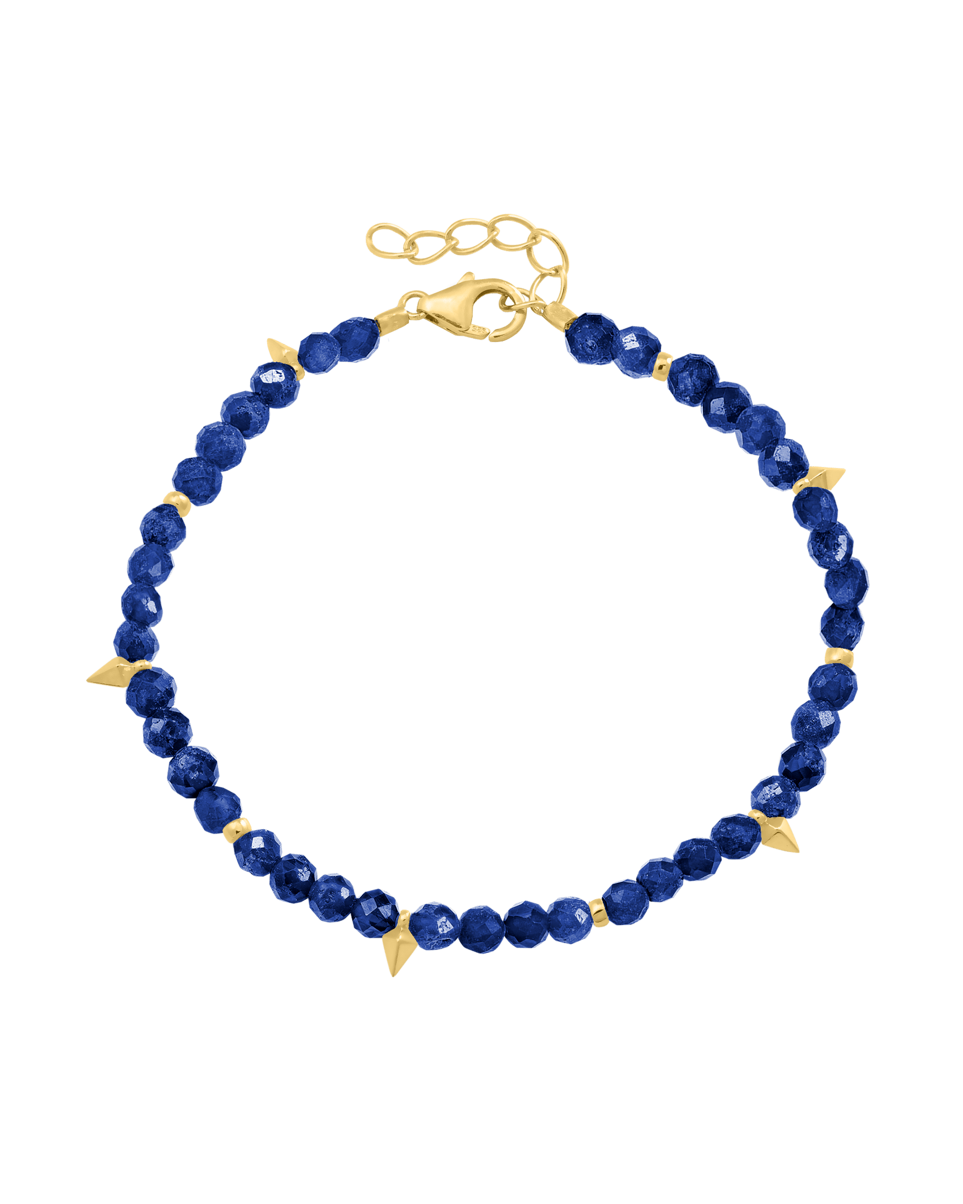 Beaded Gemstone Bracelet - 18K Gold Vermeil Bracelets magal-dev Natural Blue Lapis 6" + 1" (S-M wrist) 
