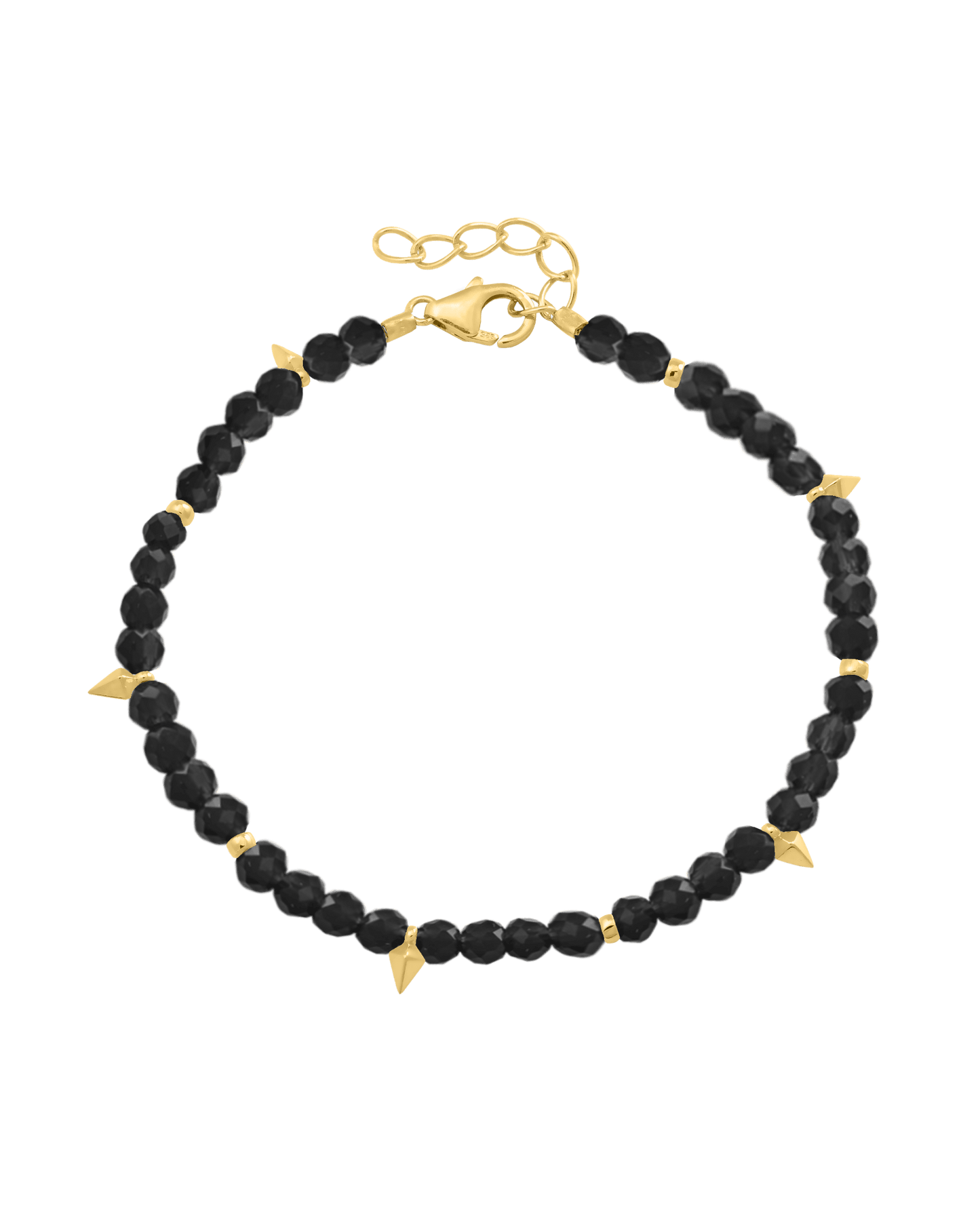 Beaded Gemstone Bracelet - 18K Gold Vermeil Bracelets magal-dev Glass Beads Black Spinnel 6" + 1" (S-M wrist) 