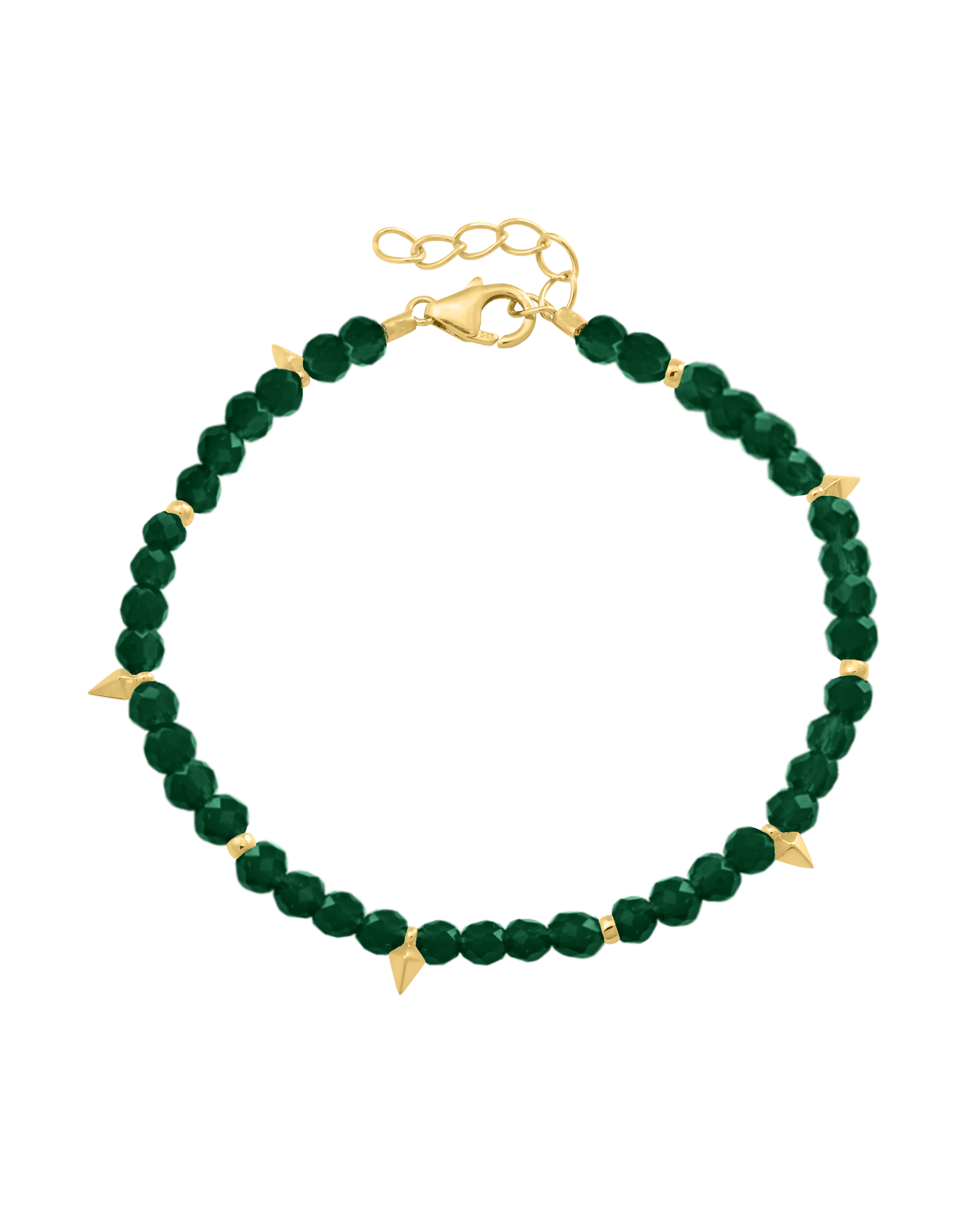 Beaded Gemstone Bracelet - 18K Gold Vermeil Bracelets magal-dev Natural Emerald 6" + 1" (S-M wrist) 
