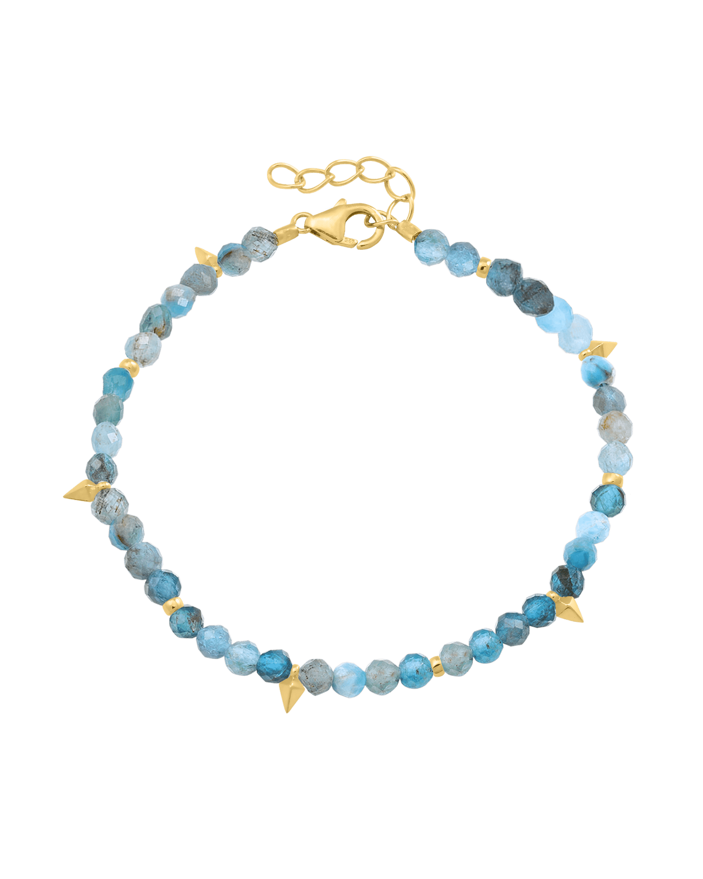 Beaded Gemstone Bracelet - 18K Gold Vermeil Bracelets magal-dev Natural Turquoise 6" + 1" (S-M wrist) 