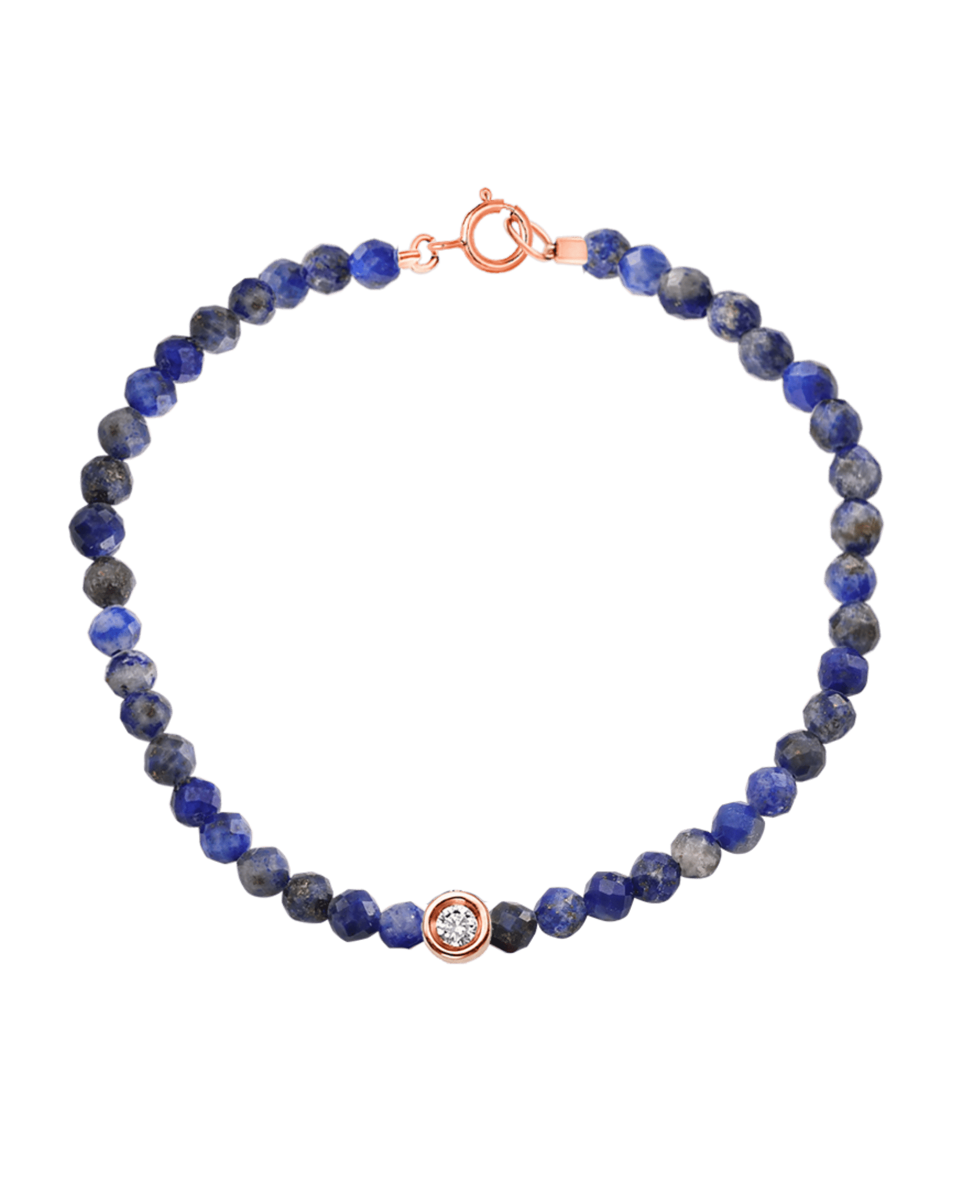 Gemstone & Diamond Bracelet - 14K Rose Gold Bracelets magal-dev Natural Blue Lapis Small: 0.03ct 6" - S wrist