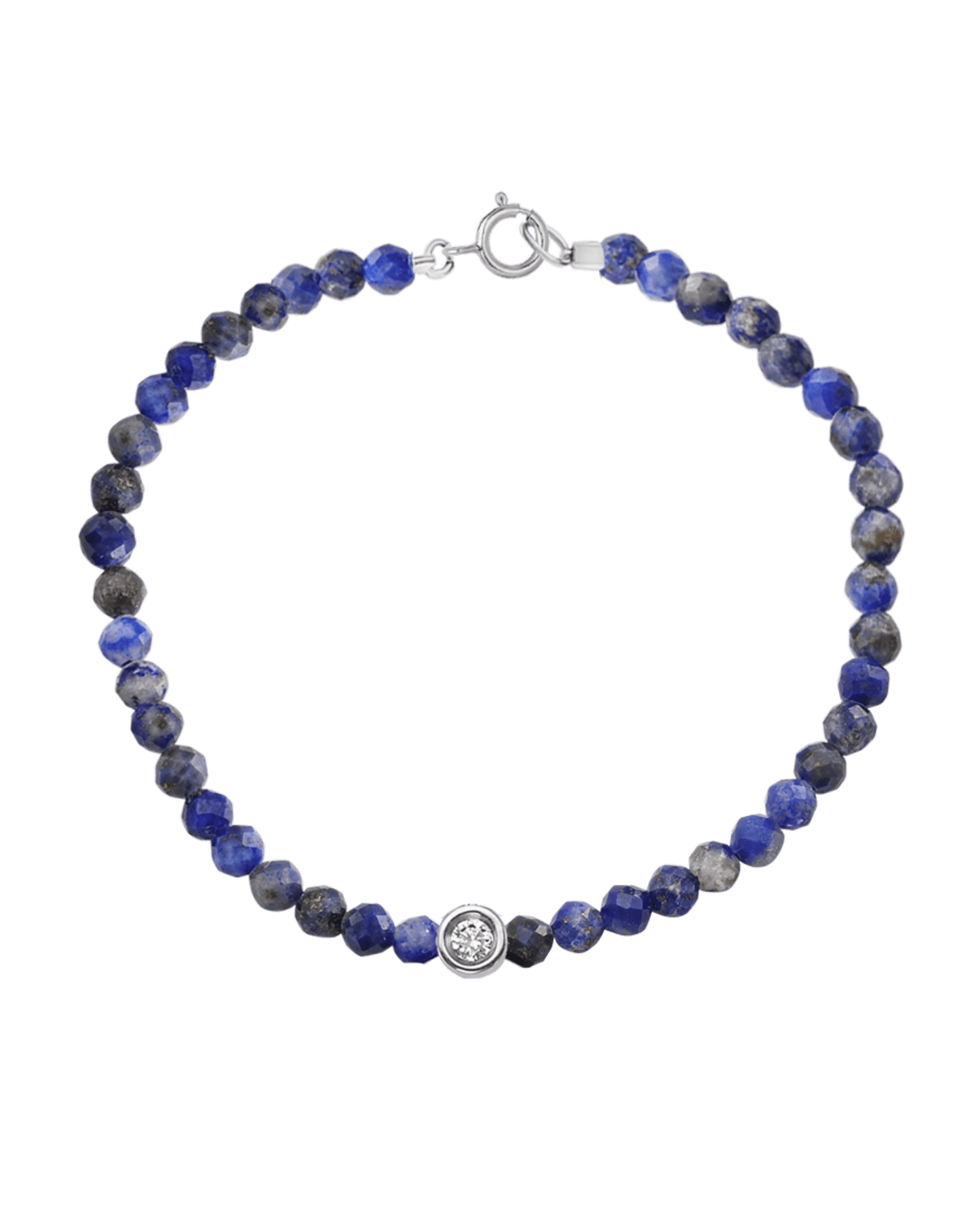 Gemstone & Diamond Bracelet - 14K White Gold Bracelets magal-dev Natural Blue Lapis Small: 0.03ct 6" - S wrist