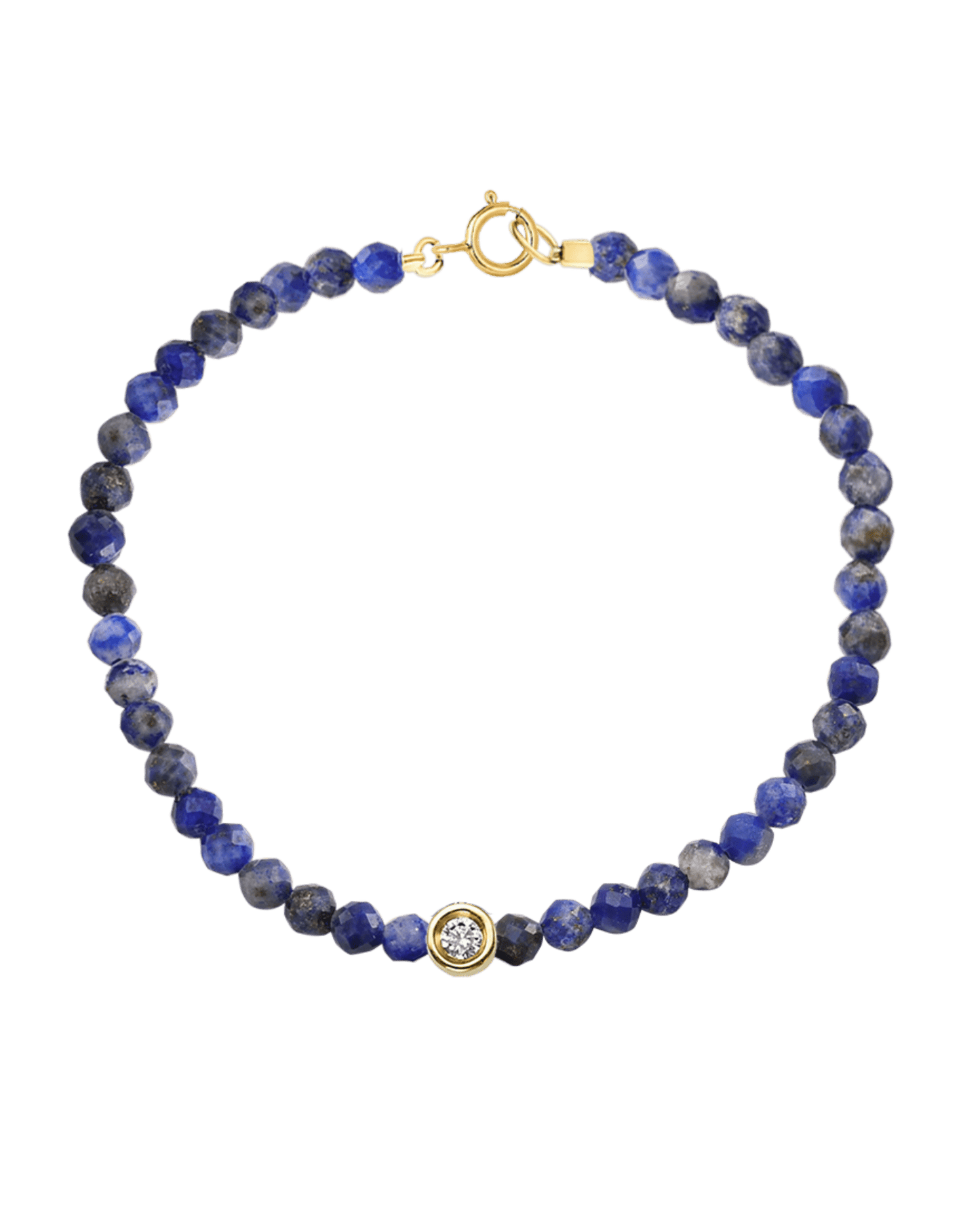 Gemstone & Diamond Bracelet - 14K Yellow Gold Bracelets magal-dev Natural Blue Lapis Small: 0.03ct 6" - S wrist