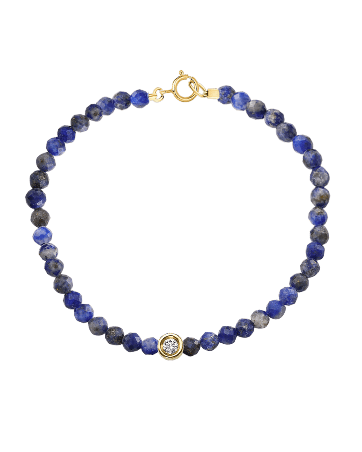 Bracelet Pierres Précieuses & Diamants - Or Jaune 14 carats Bracelets magal-dev Lapis bleu naturel Small: 0.03 carats 15cm (Poignet: Small)