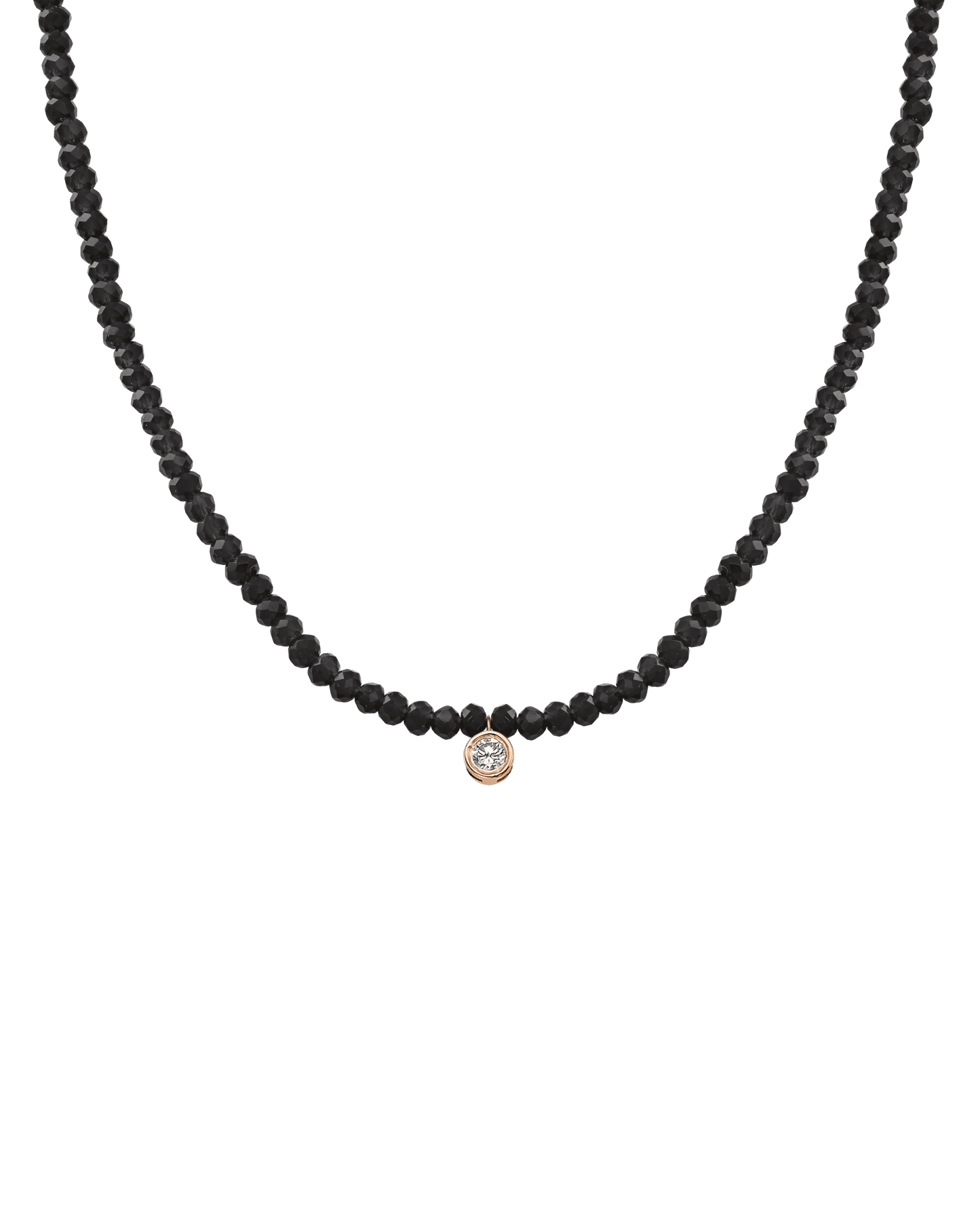 Collier Pierres Précieuses & Diamant - Or Rose 14 carats Necklaces magal-dev Perles de verre Spinnel noir Large: 0.10 carats 35cm