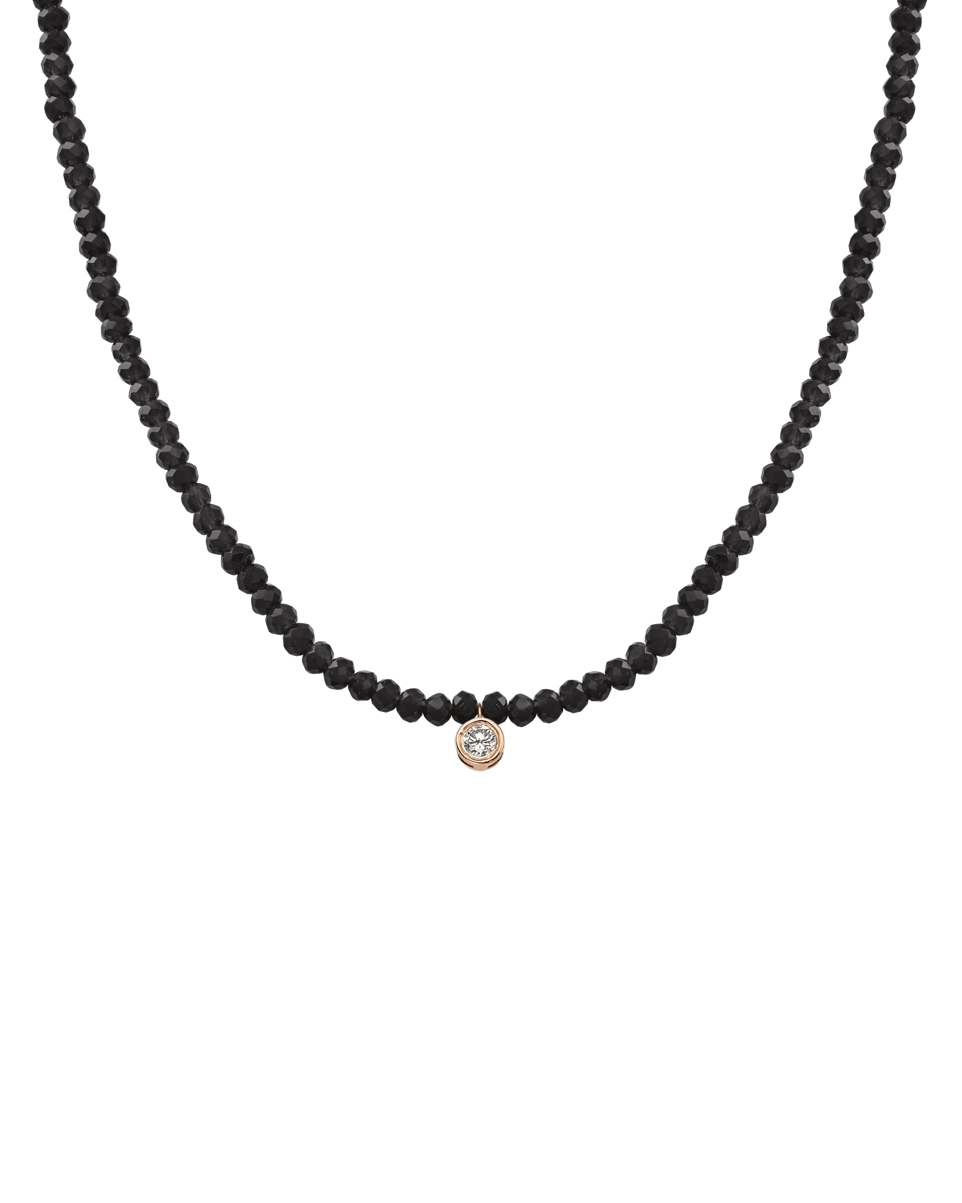 Collier Pierres Précieuses & Diamant - Or Rose 14 carats Necklaces magal-dev Perles de verre Spinnel noir Large: 0.10 carats 35cm