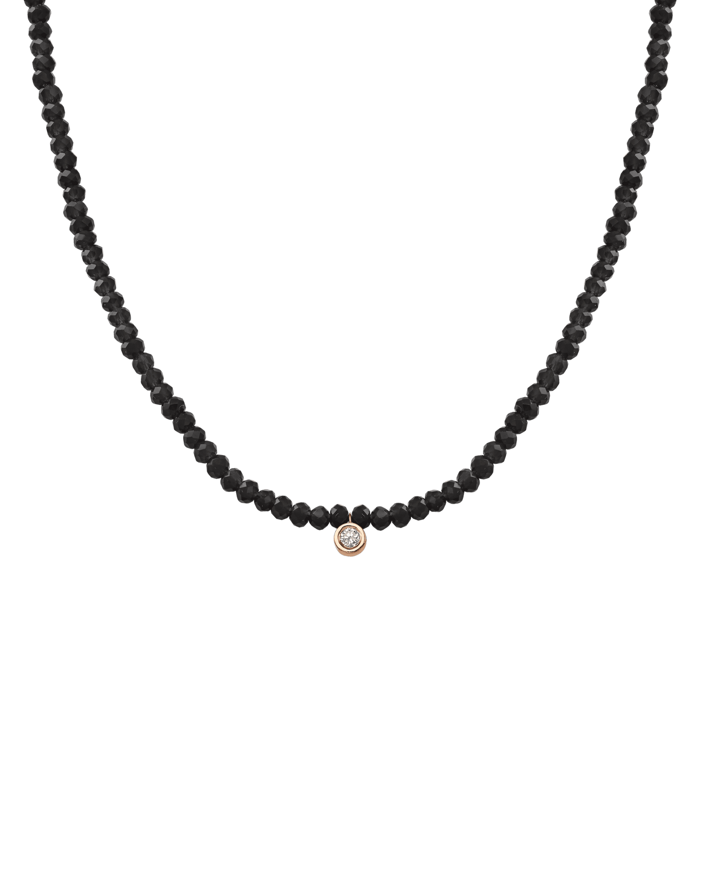 Collier Pierres Précieuses & Diamant - Or Rose 14 carats Necklaces magal-dev Perles de verre Spinnel noir Medium: 0.05 carats 35cm