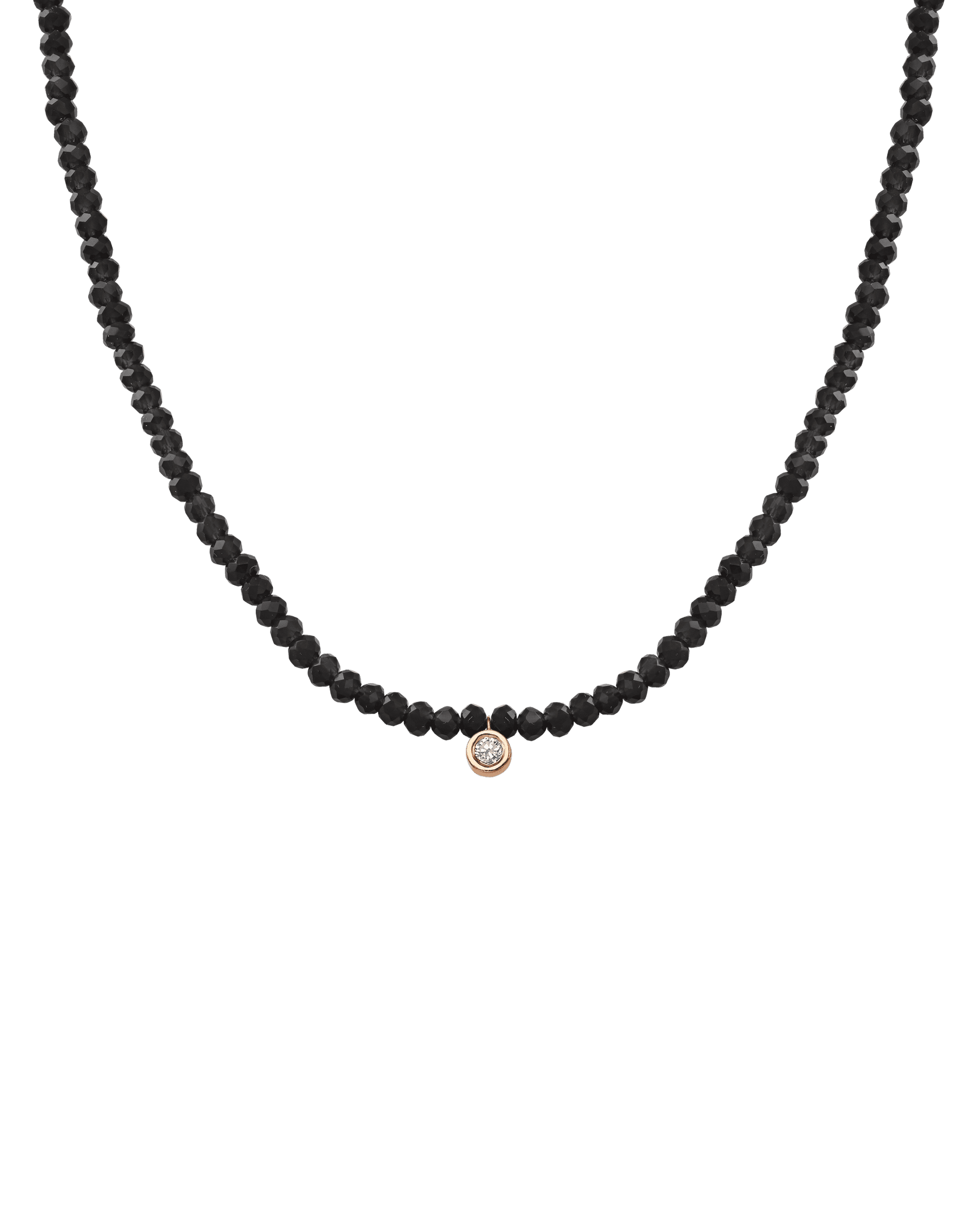 Collier Pierres Précieuses & Diamant - Or Rose 14 carats Necklaces magal-dev Perles de verre Spinnel noir Medium: 0.05 carats 35cm