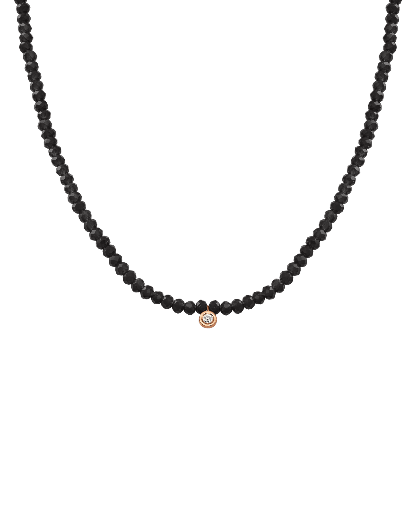 Collier Pierres Précieuses & Diamant - Or Rose 14 carats Necklaces magal-dev Perles de verre Spinnel noir Small: 0.03 carats 35cm