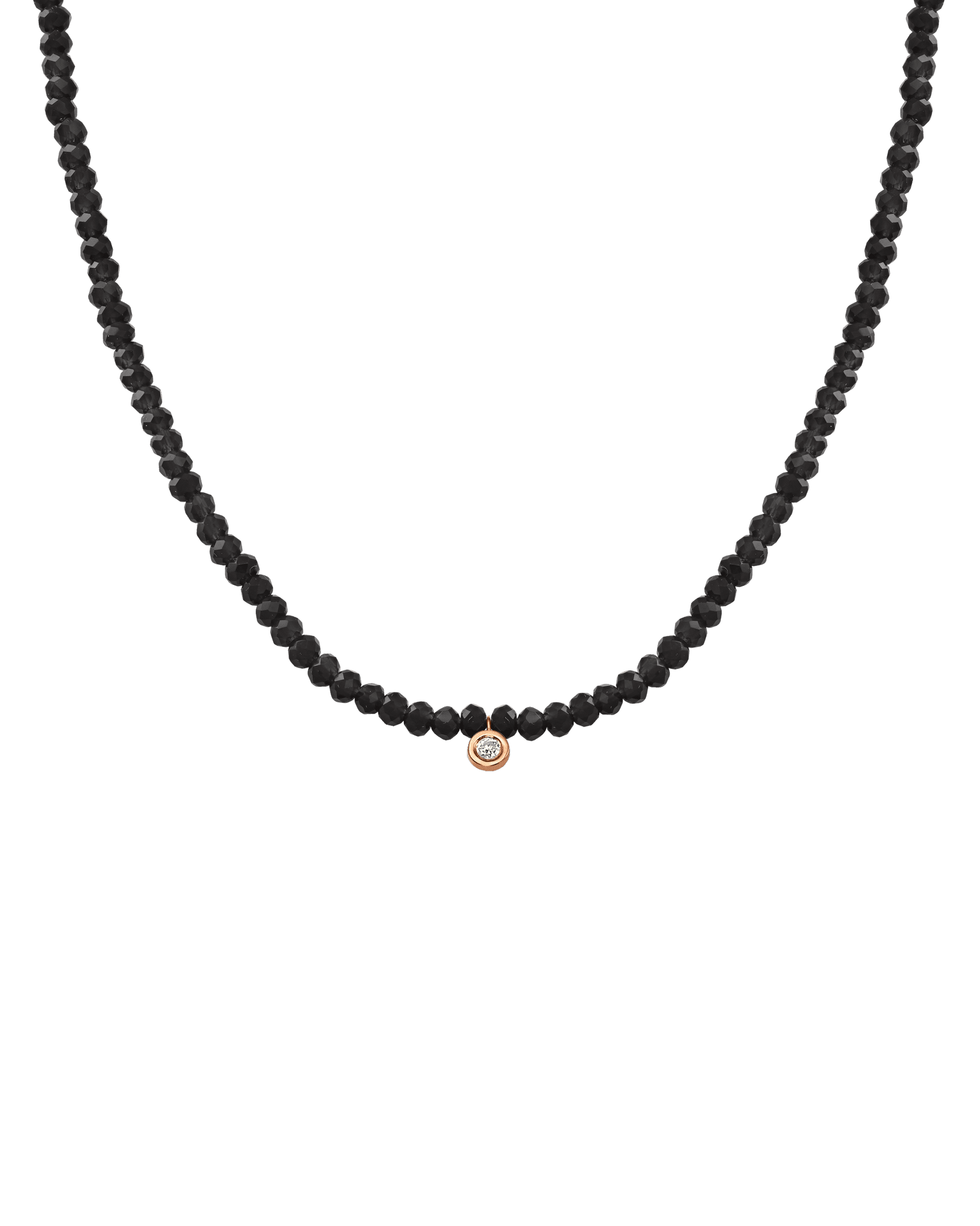 Collier Pierres Précieuses & Diamant - Or Rose 14 carats Necklaces magal-dev Perles de verre Spinnel noir Small: 0.03 carats 35cm