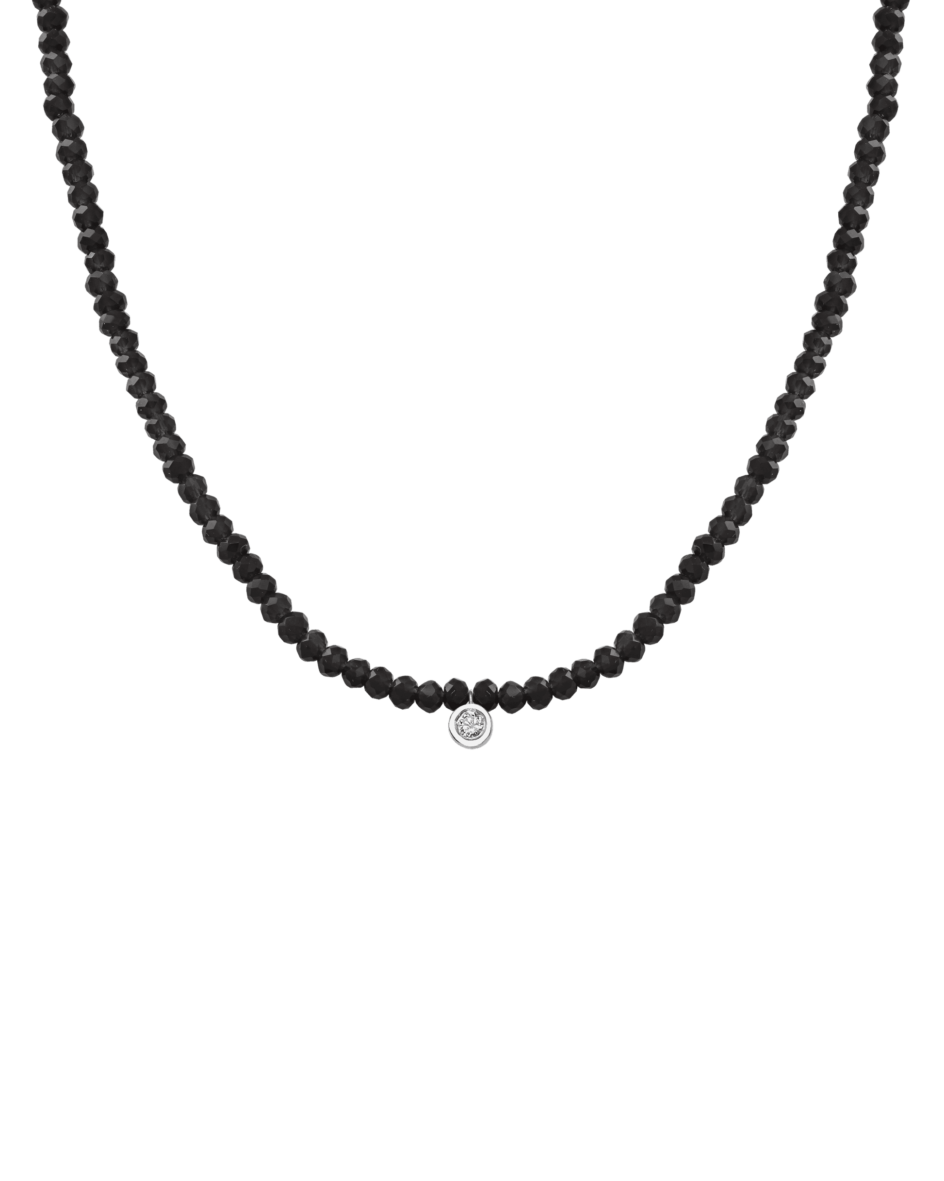 Collier Pierres Précieuses & Diamant - Or Blanc 14 carats Necklaces magal-dev Perles de verre Spinnel noir Medium: 0.05 carats 35cm