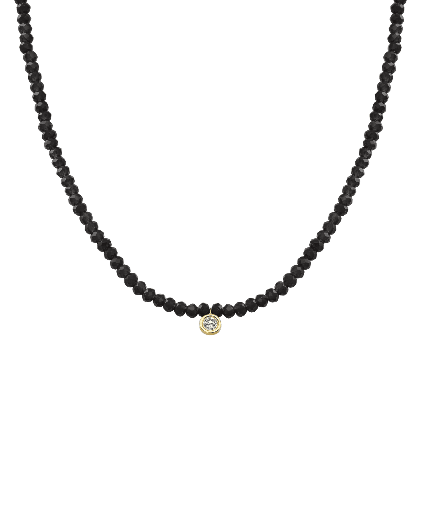 Collier Pierres Précieuses & Diamant - Or Jaune 14 carats Necklaces magal-dev Perles de verre Spinnel noir Large: 0.10 carats 35cm