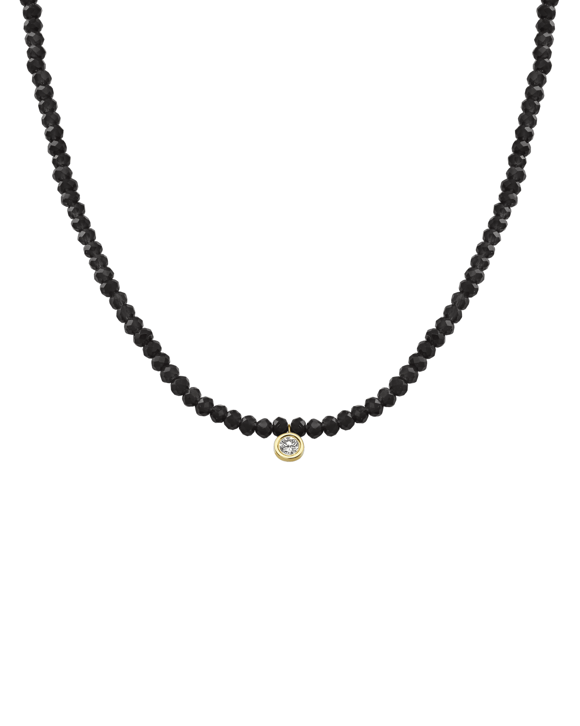 The Gemstone & Diamond Necklace - 14K Yellow Gold Necklaces 14K Solid Gold Glass Beads Black Spinnel Large: 0.1ct 14"
