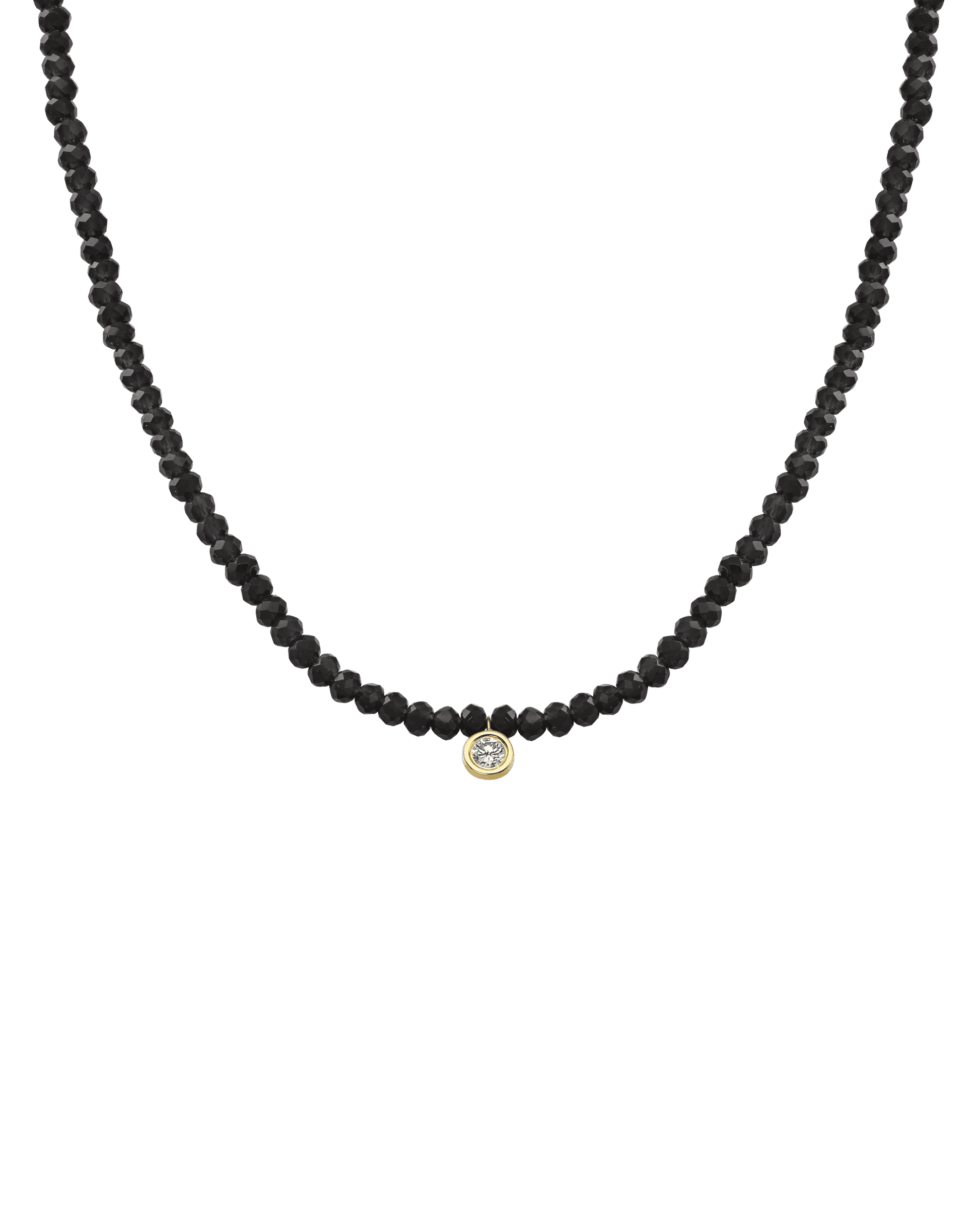 The Black Spinnel Gemstone & Diamond Necklace - 14K Yellow Gold Necklaces 14K Solid Gold Glass Beads Black Spinnel 0.10ct 18"