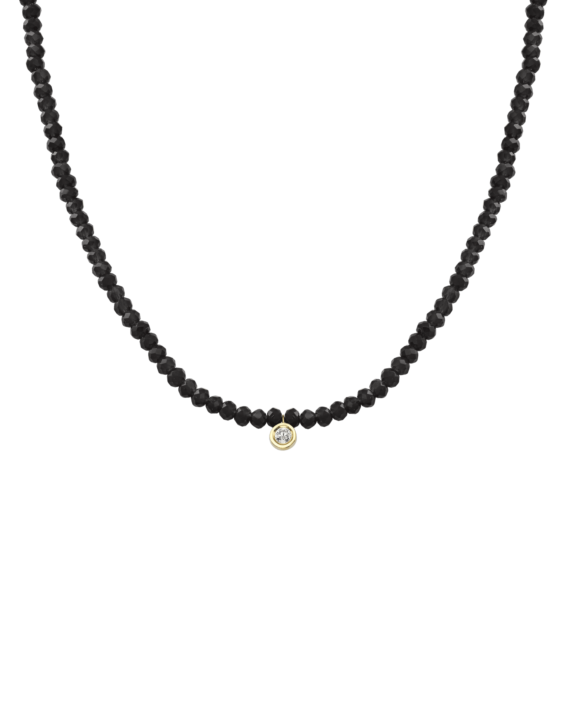 Collier Pierres Précieuses & Diamant - Or Jaune 14 carats Necklaces magal-dev Perles de verre Spinnel noir Medium: 0.05 carats 35cm