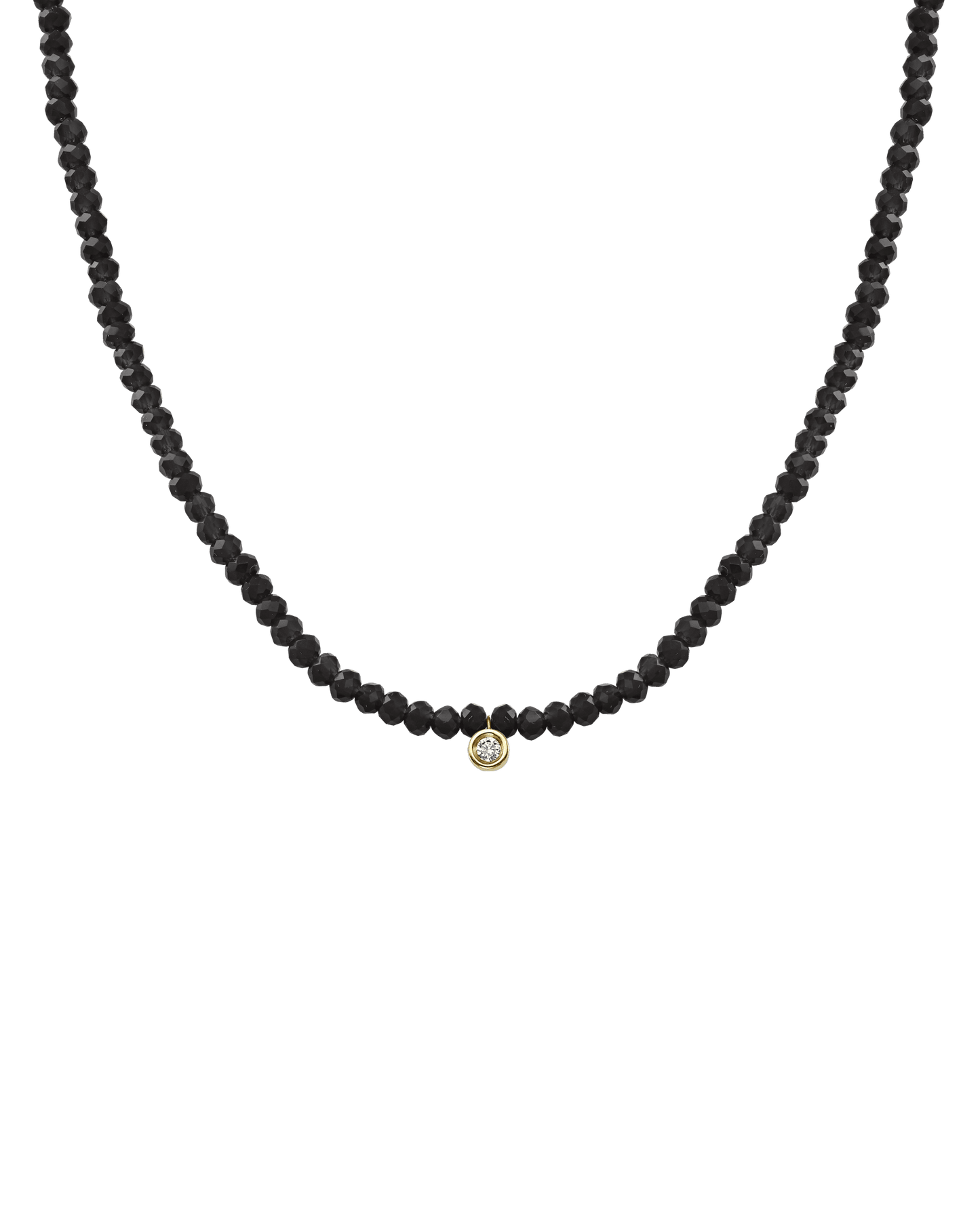 The Gemstone & Diamond Necklace - 14K Yellow Gold Necklaces 14K Solid Gold Glass Beads Black Spinnel Small: 0.03ct 14"