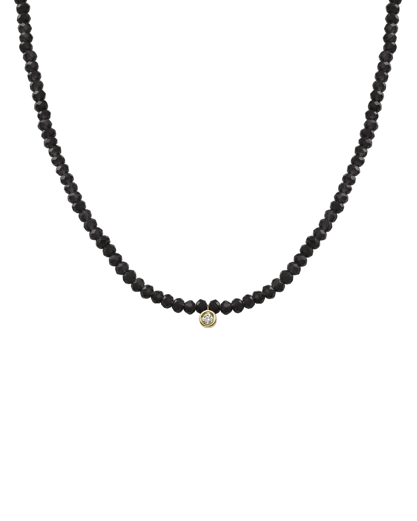 Collier Pierres Précieuses & Diamant - Or Jaune 14 carats Necklaces magal-dev Perles de verre Spinnel noir Small: 0.03 carats 35cm